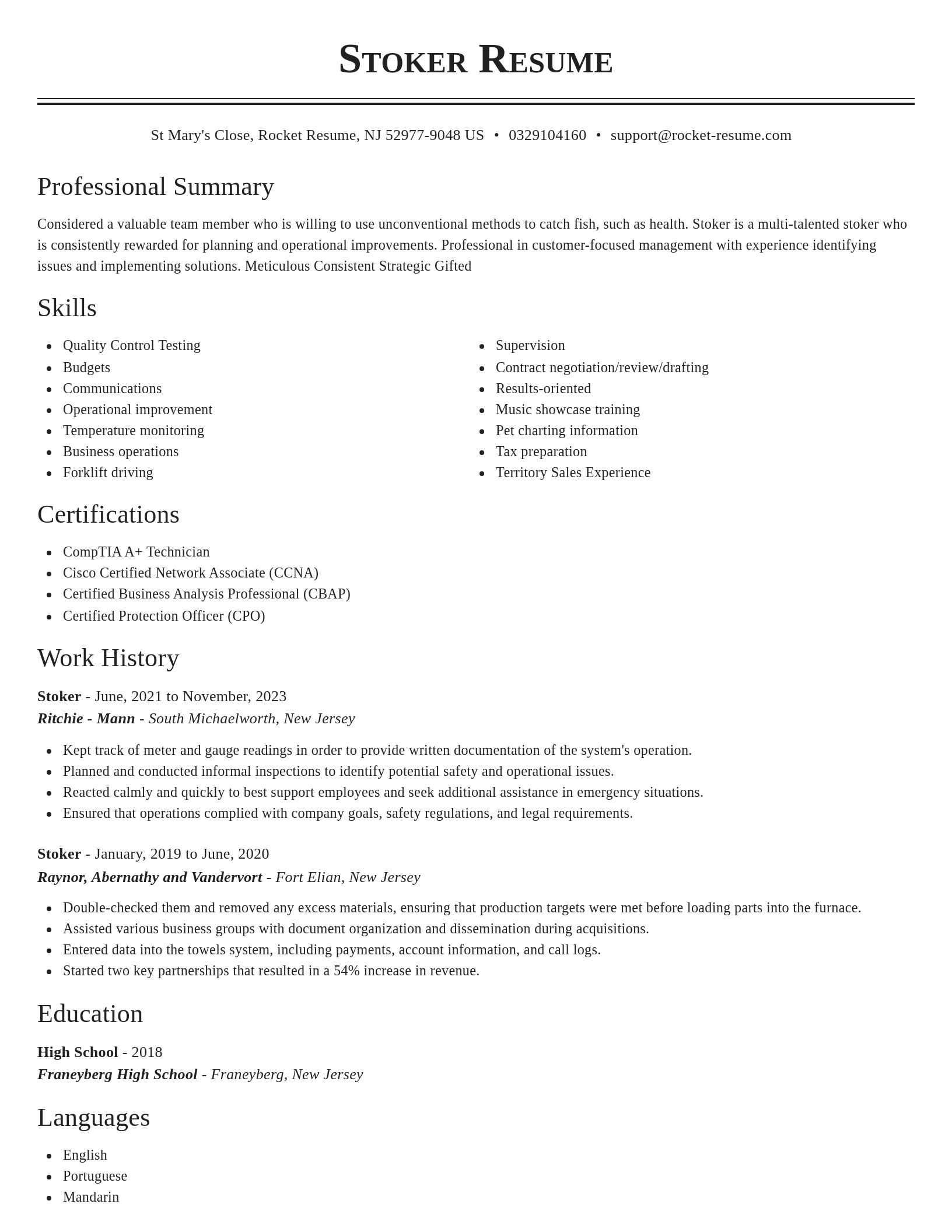 Classic resume template