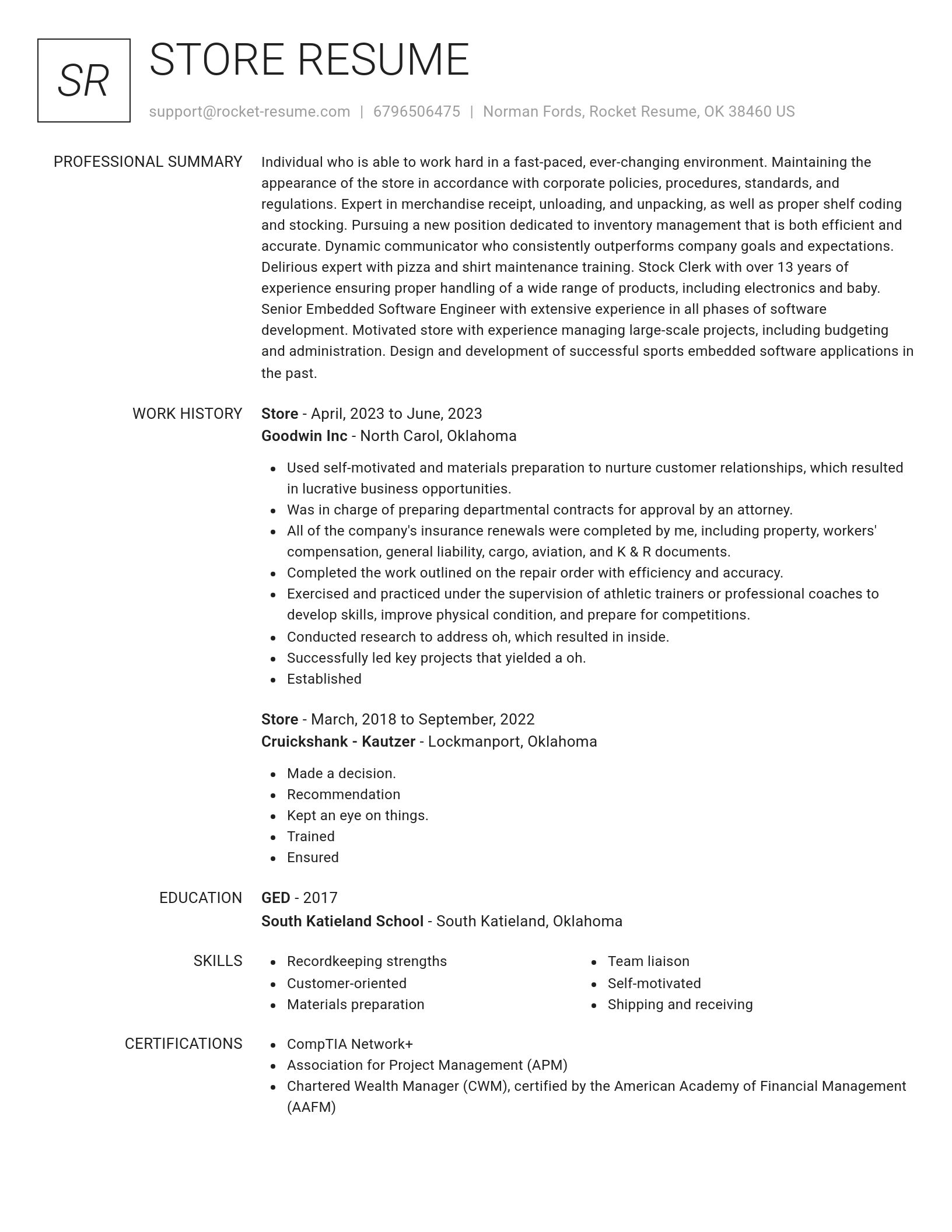 Renowned resume template