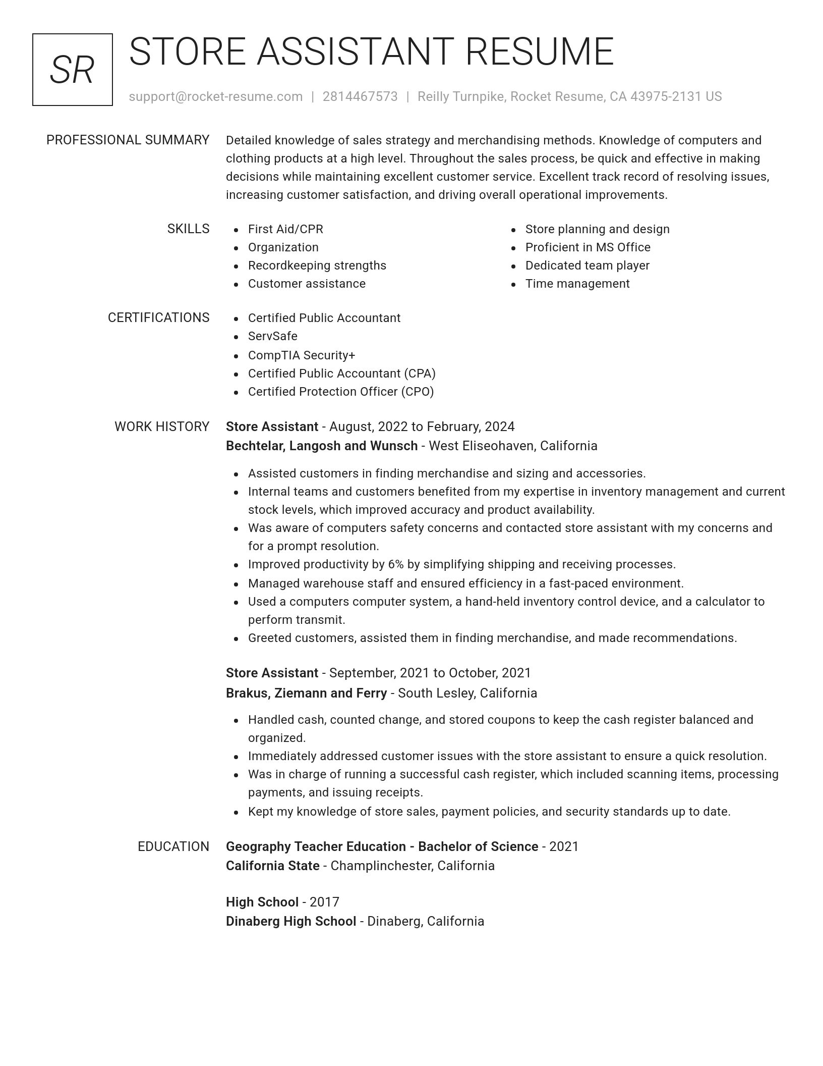 Renowned resume template