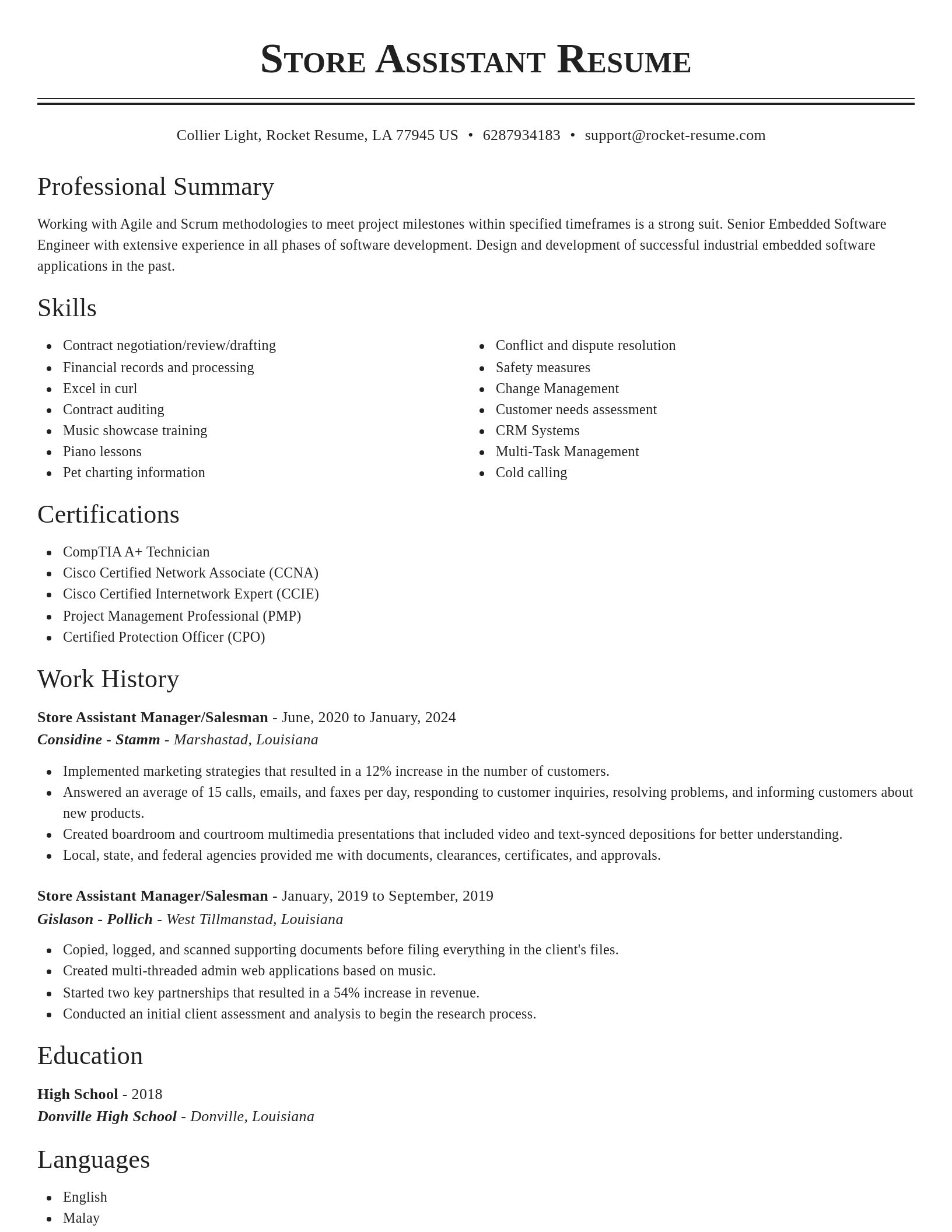 Classic resume template