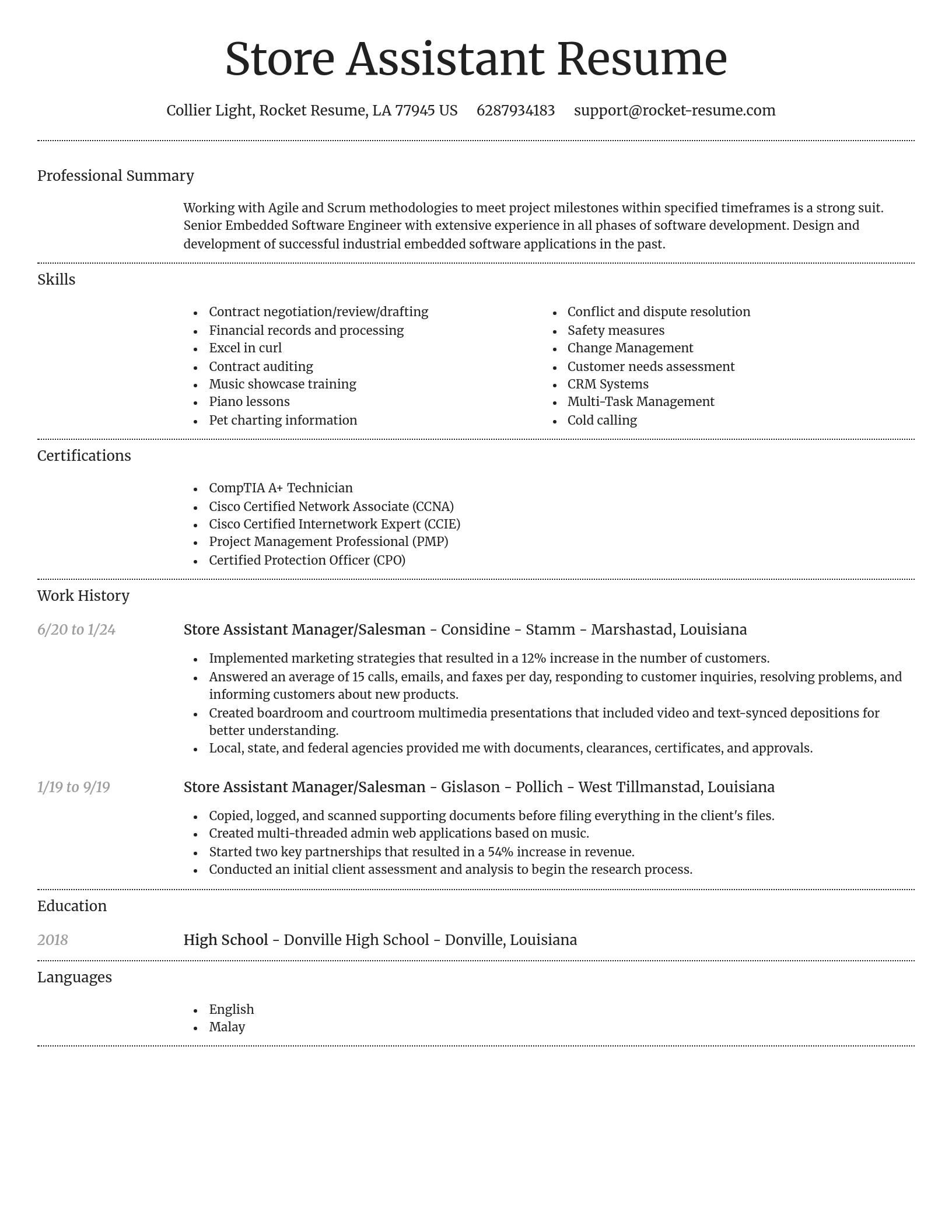 Dignified resume template
