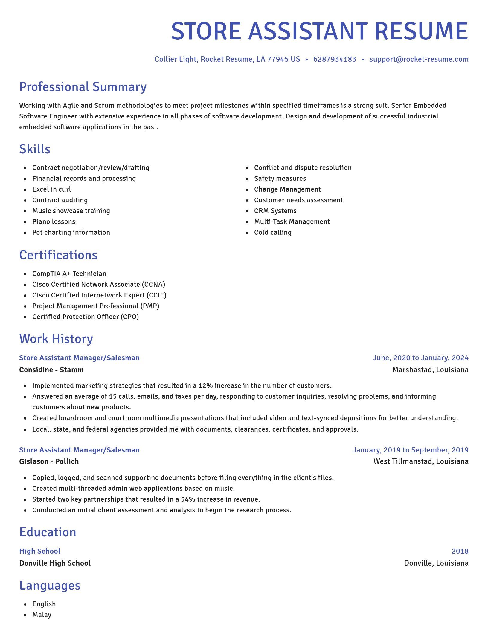 Novel resume template