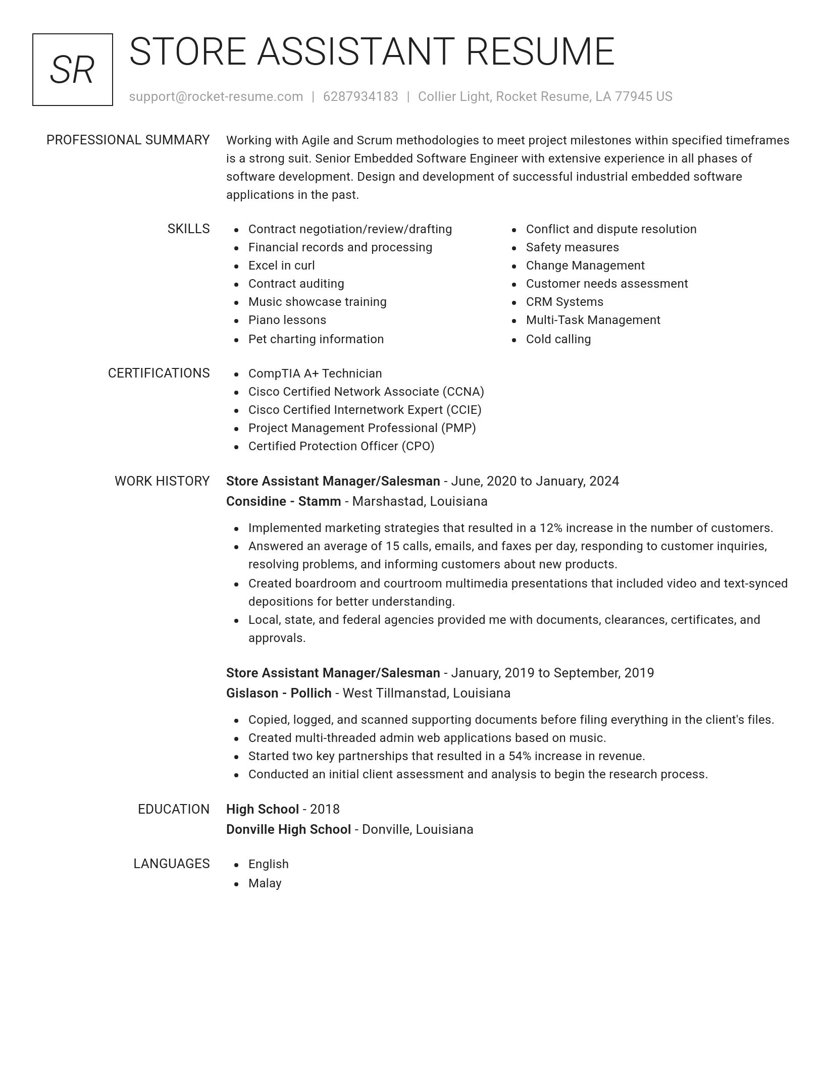 Renowned resume template