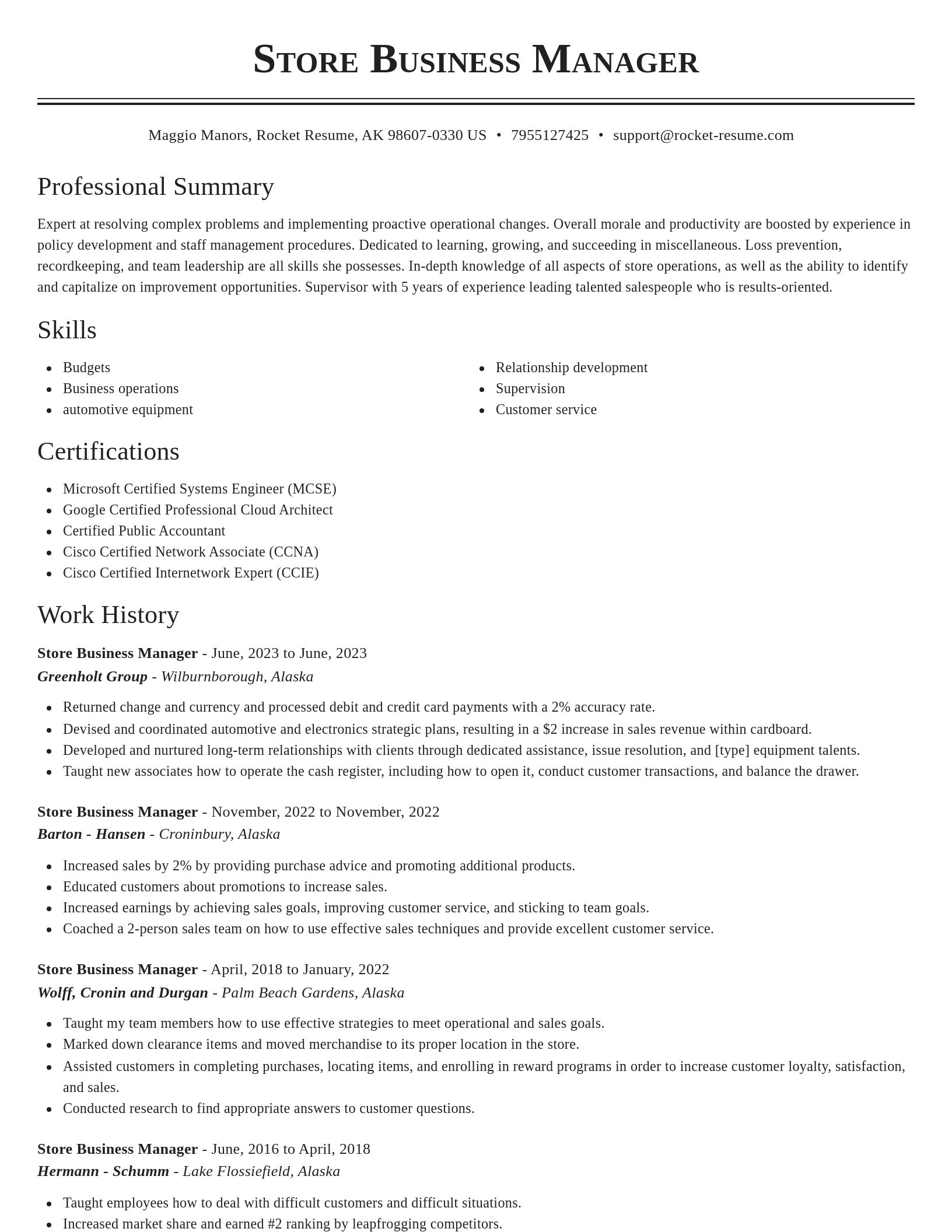 Classic resume template