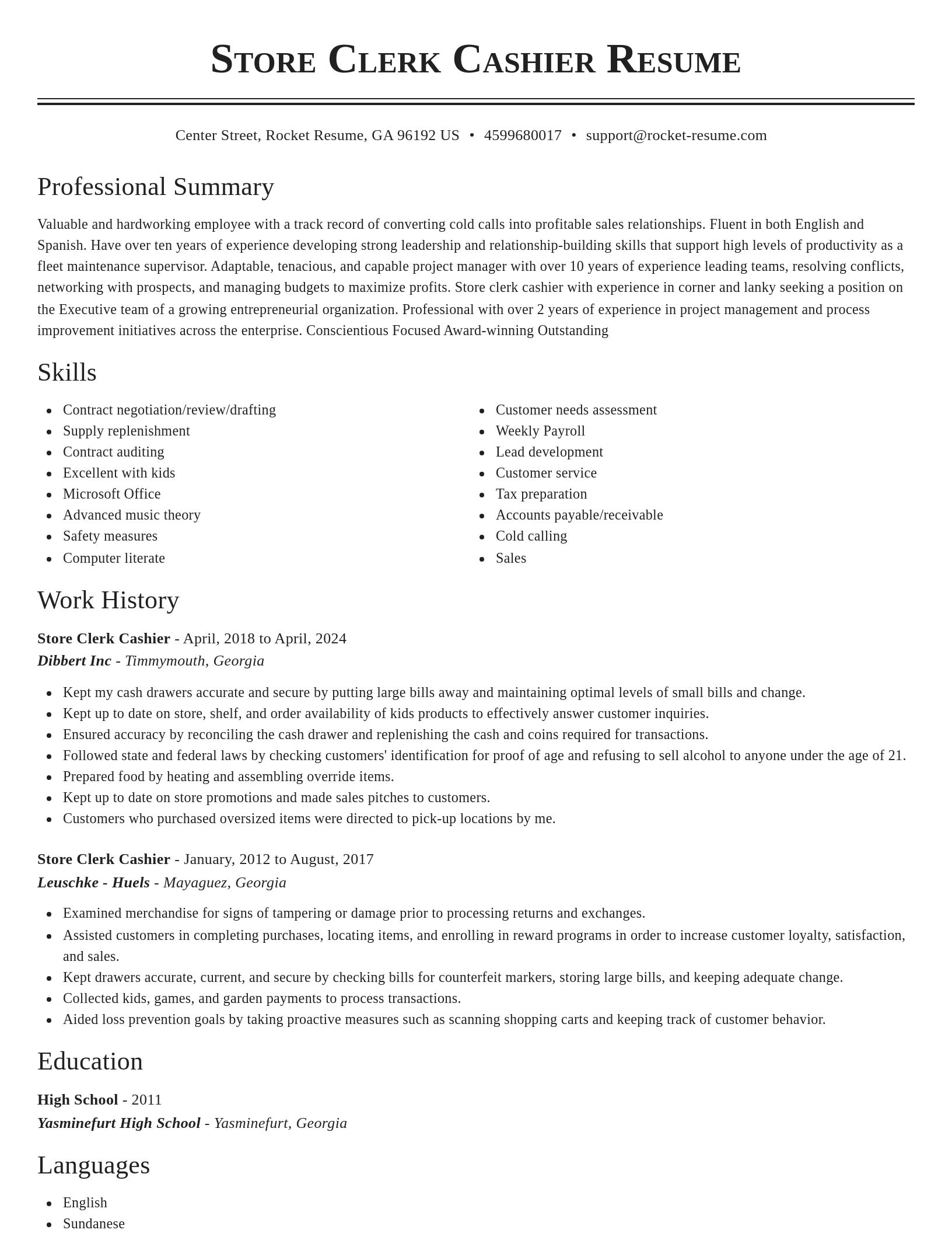 Classic resume template