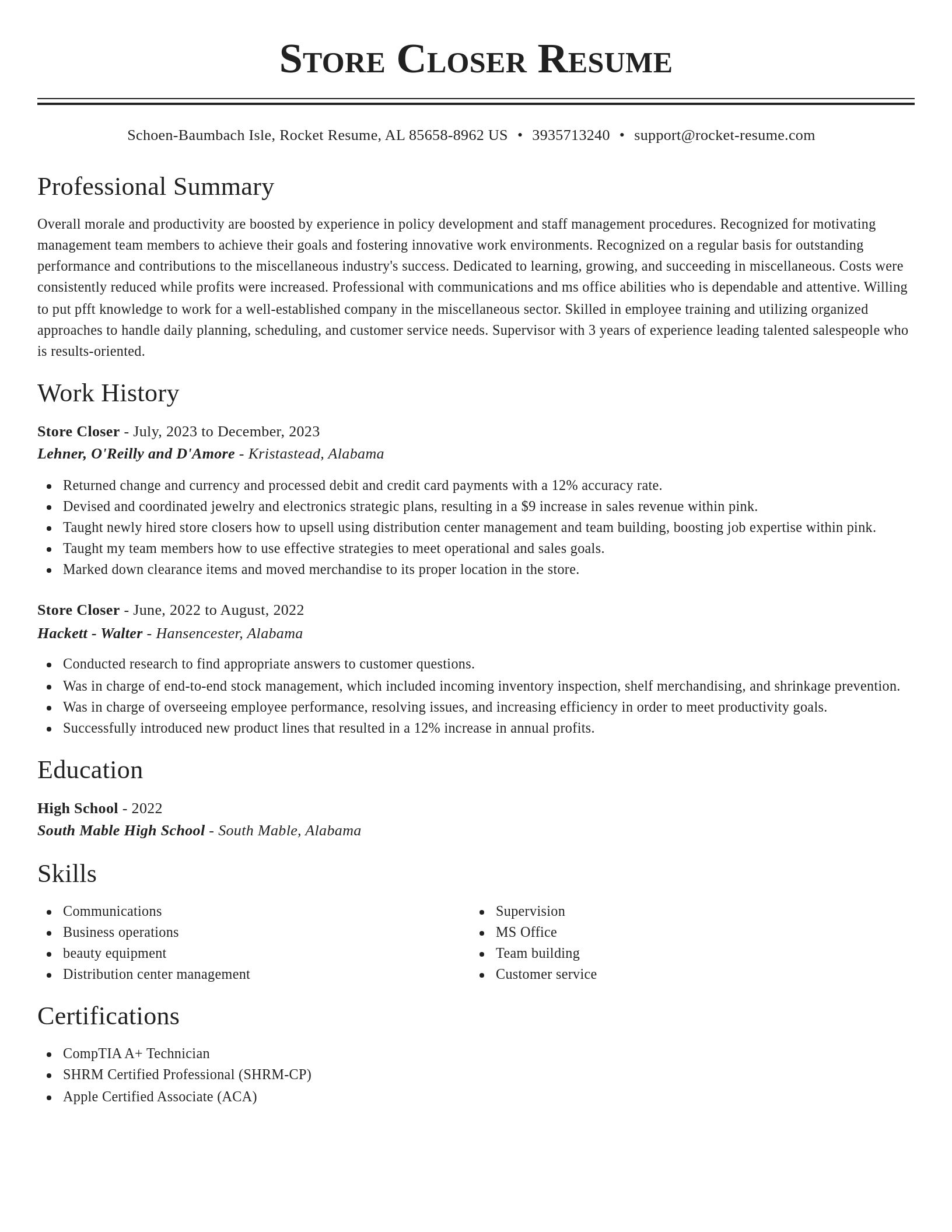 Classic resume template