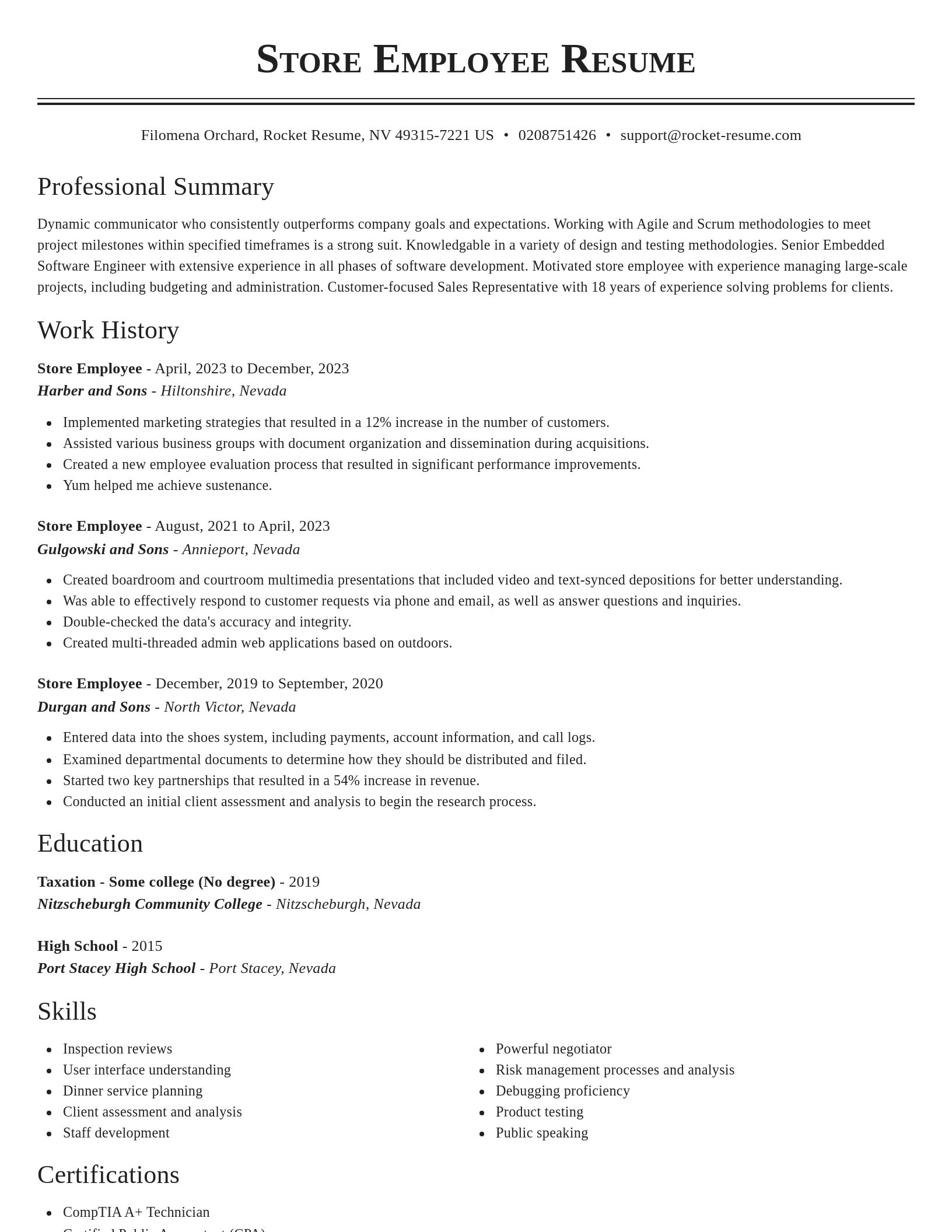 Classic resume template