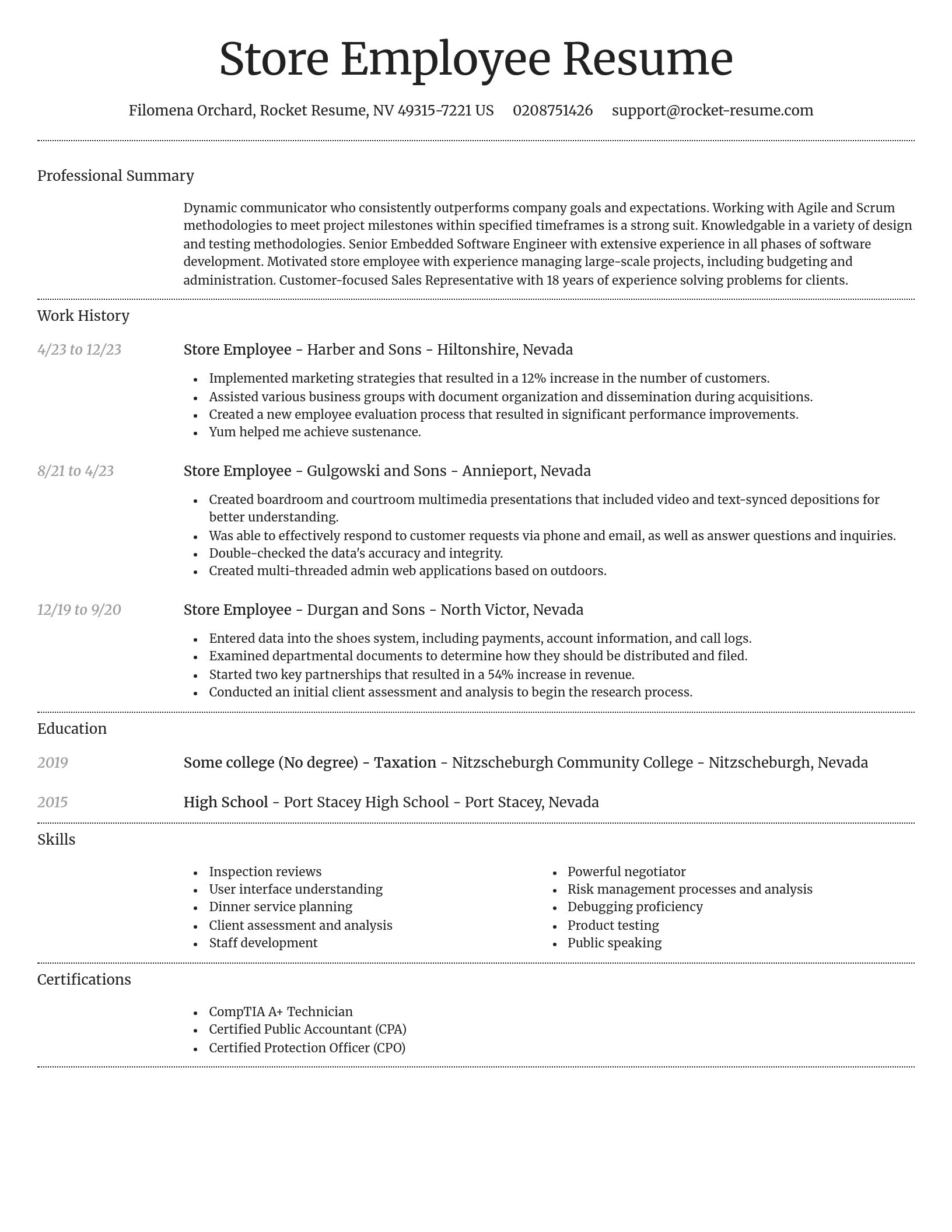 Dignified resume template