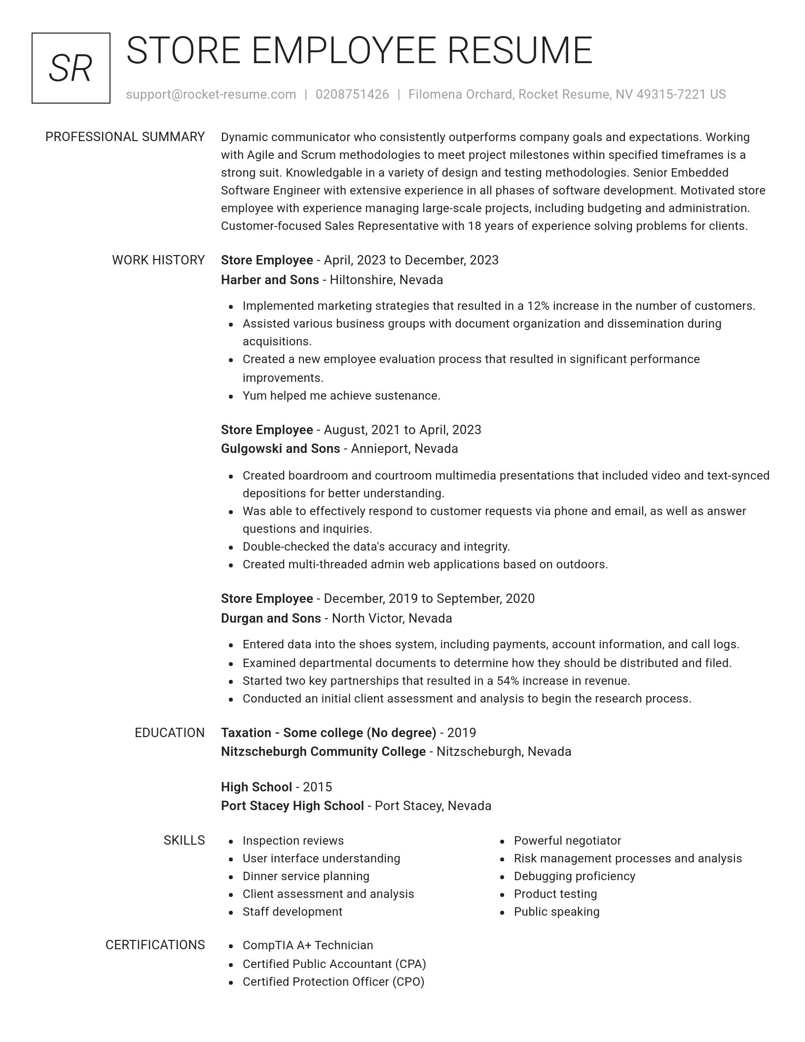 Renowned resume template