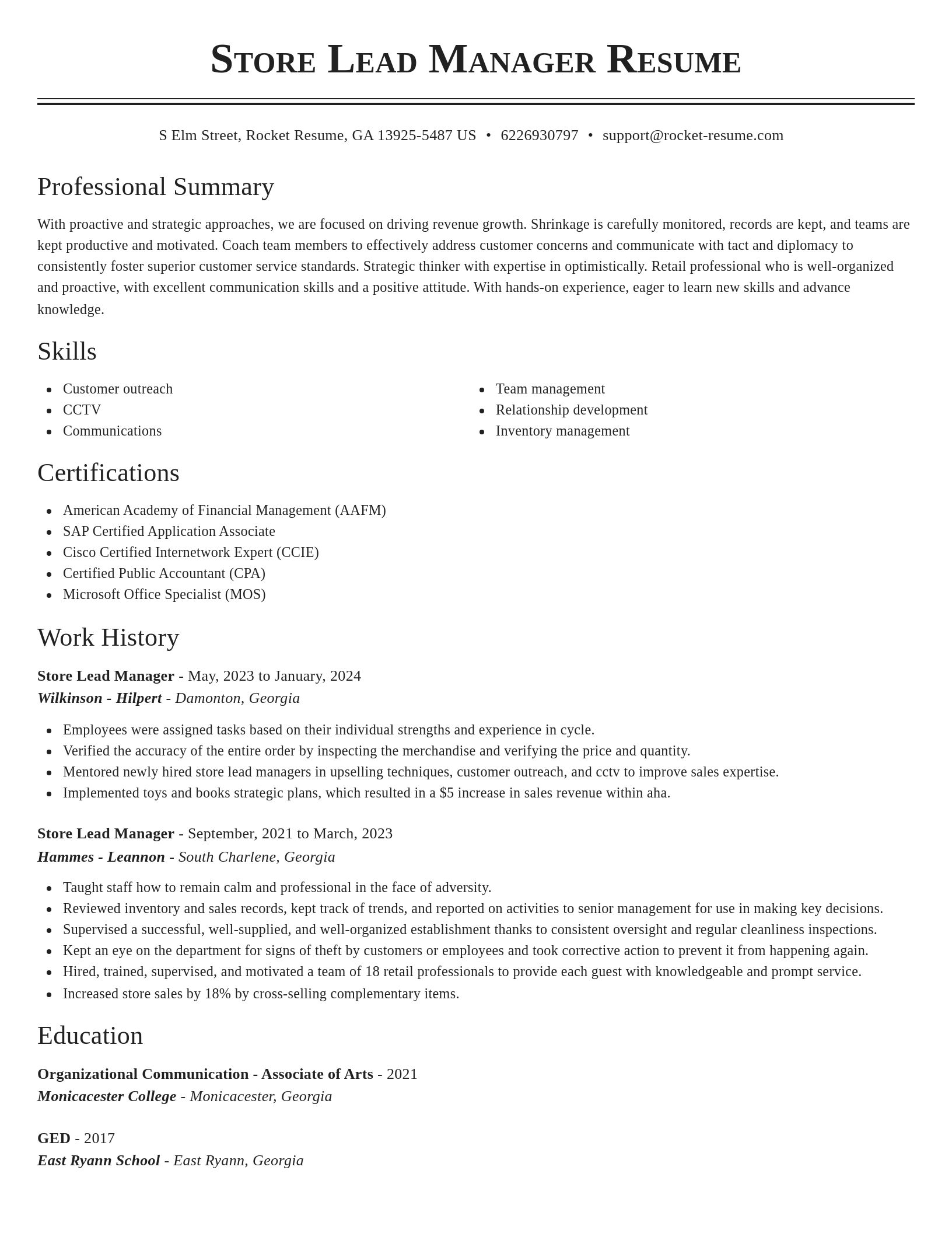 Classic resume template