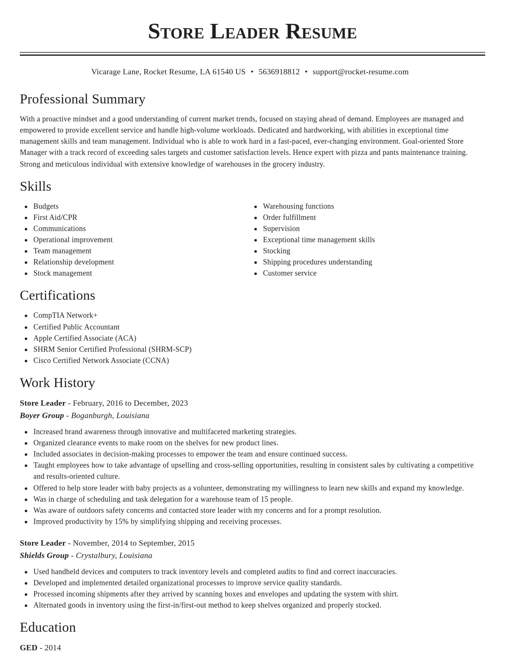 Classic resume template