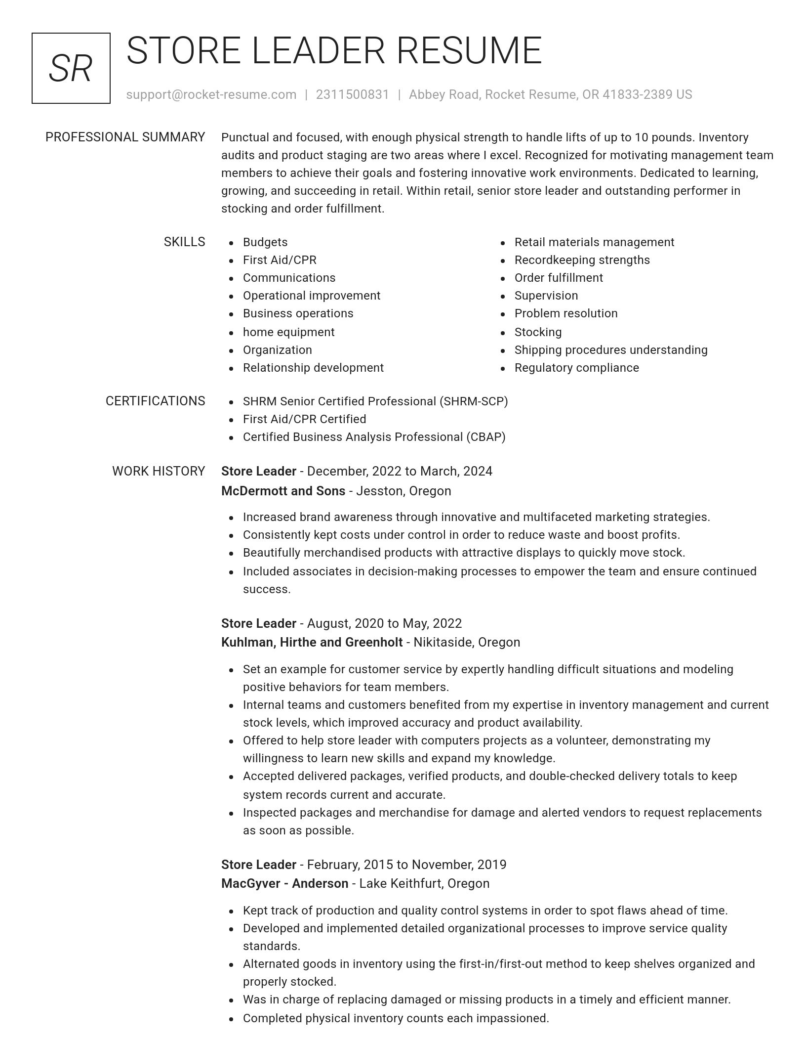 Renowned resume template