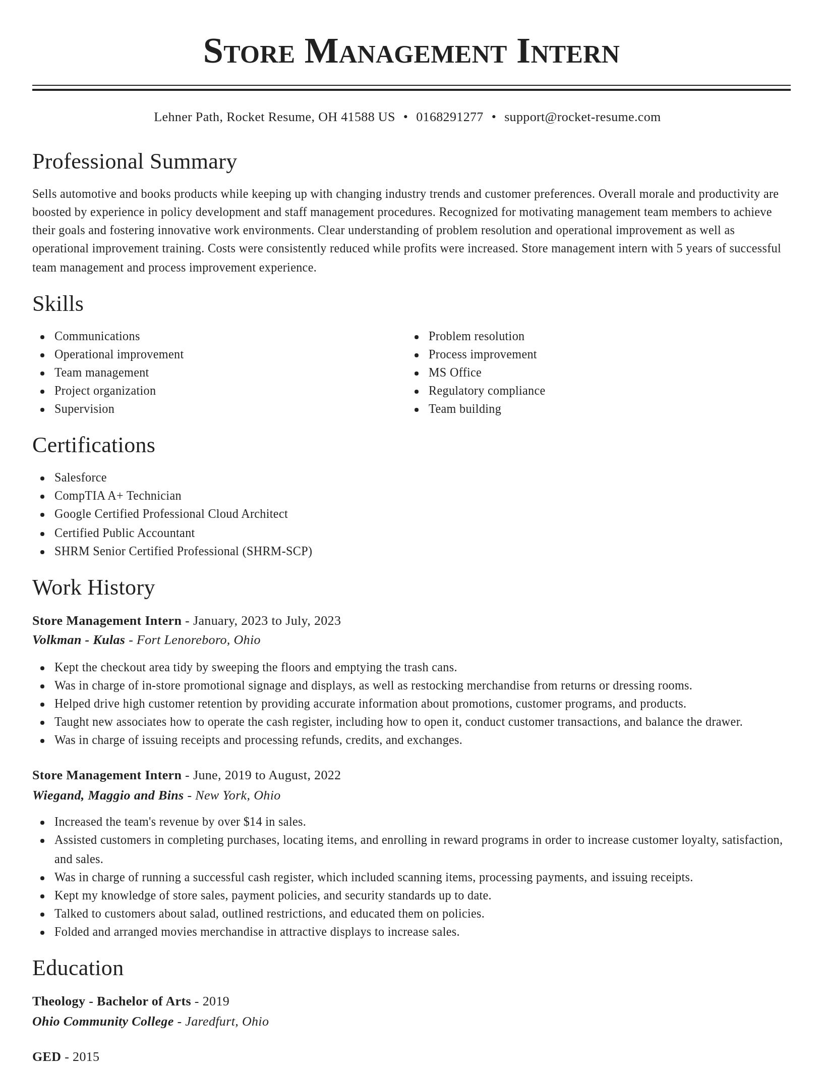 Classic resume template