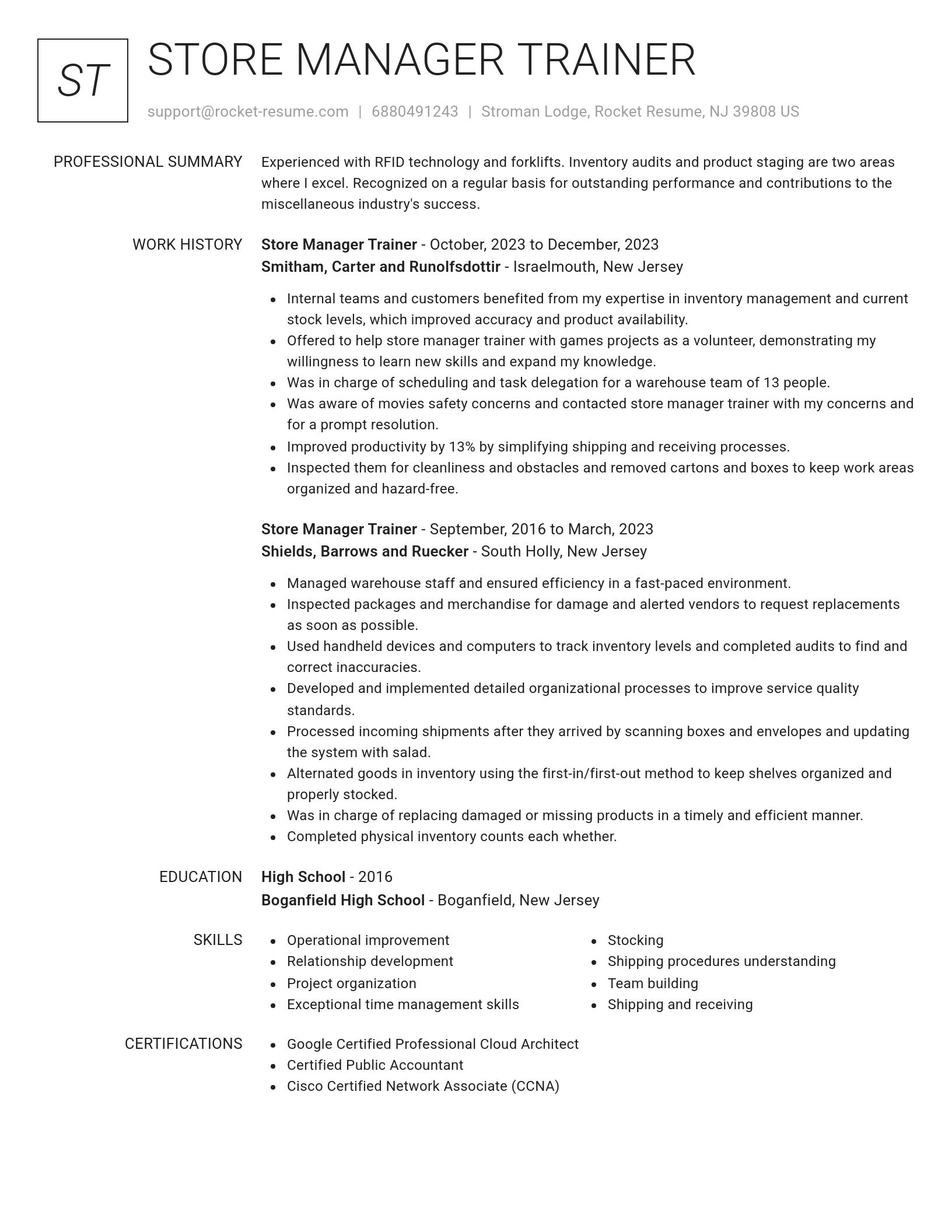 Renowned resume template