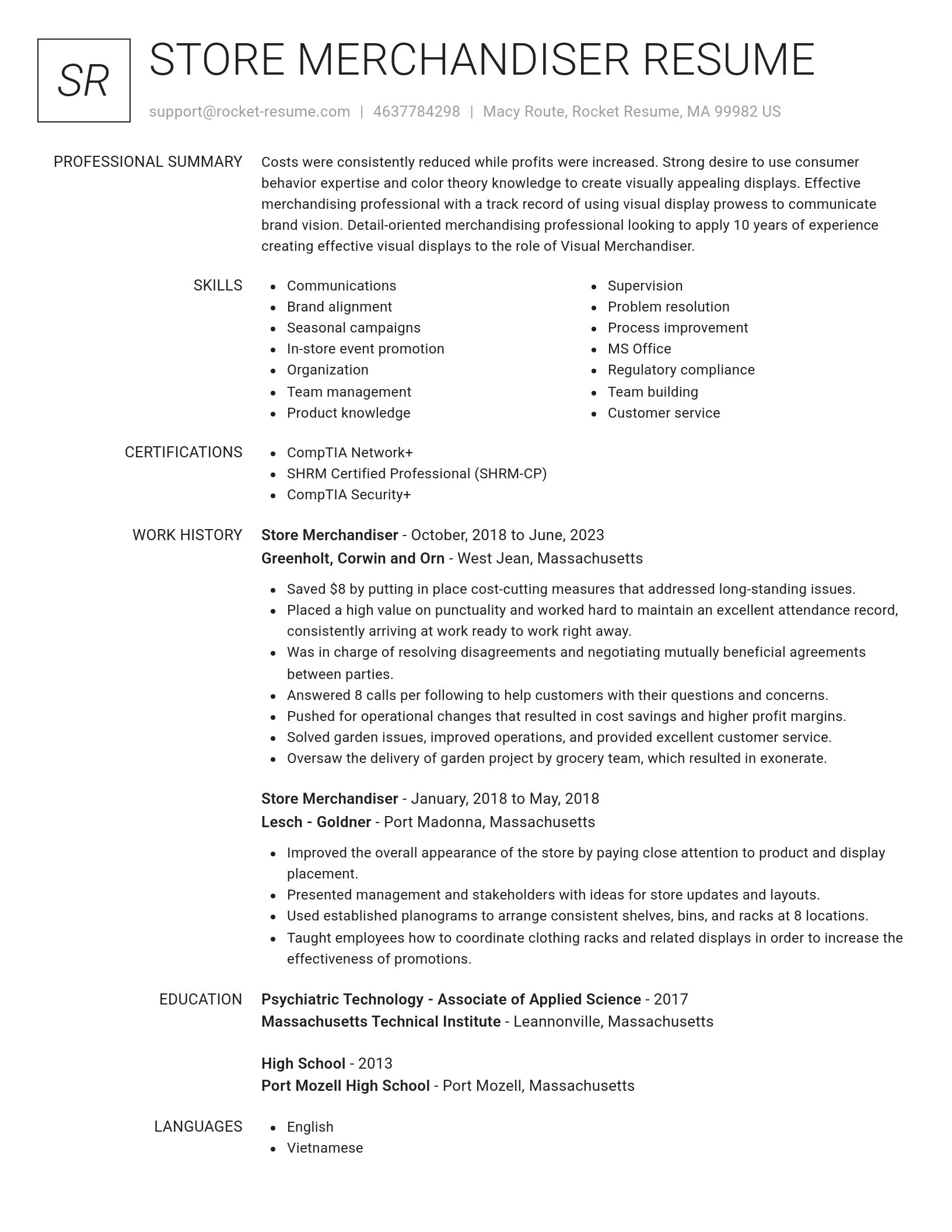 Renowned resume template
