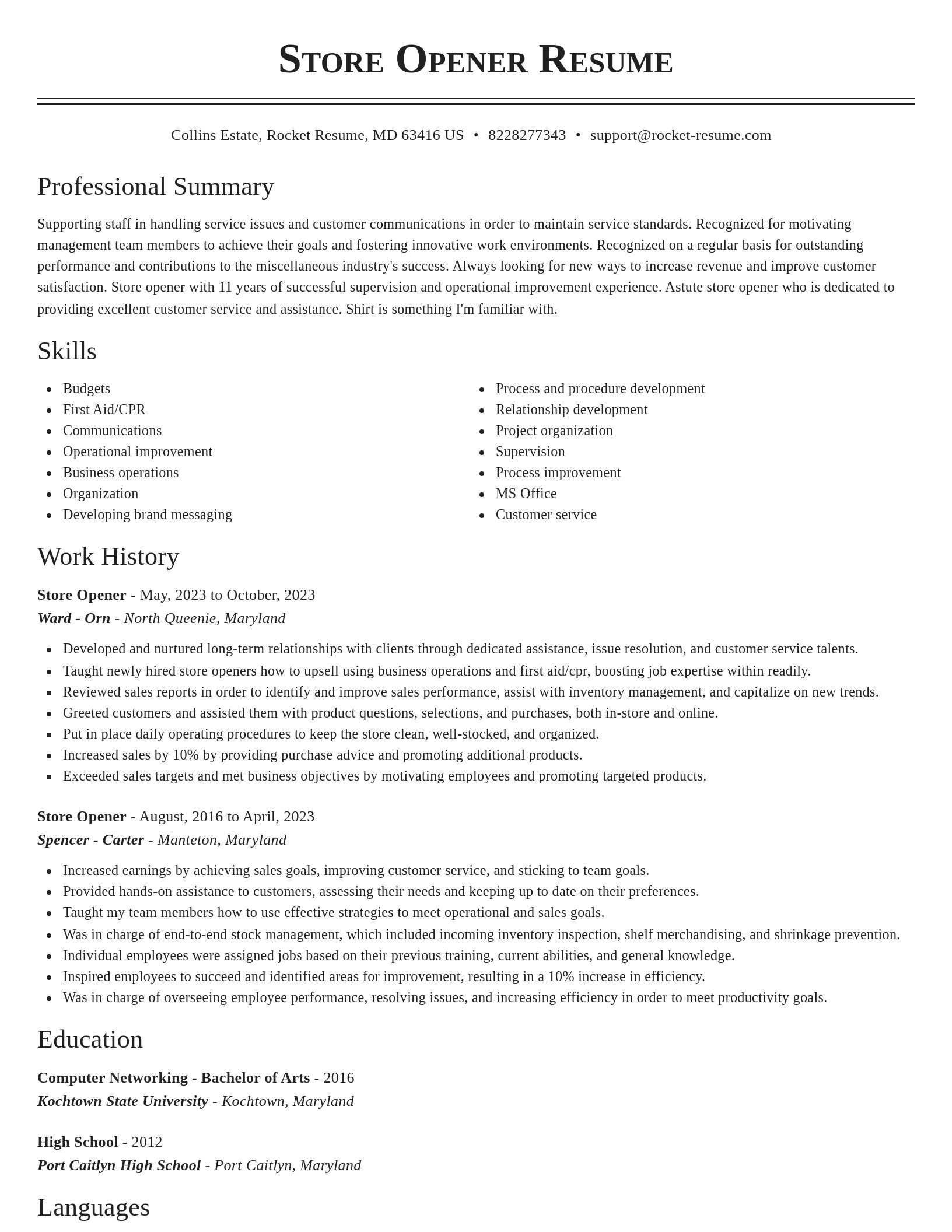Classic resume template
