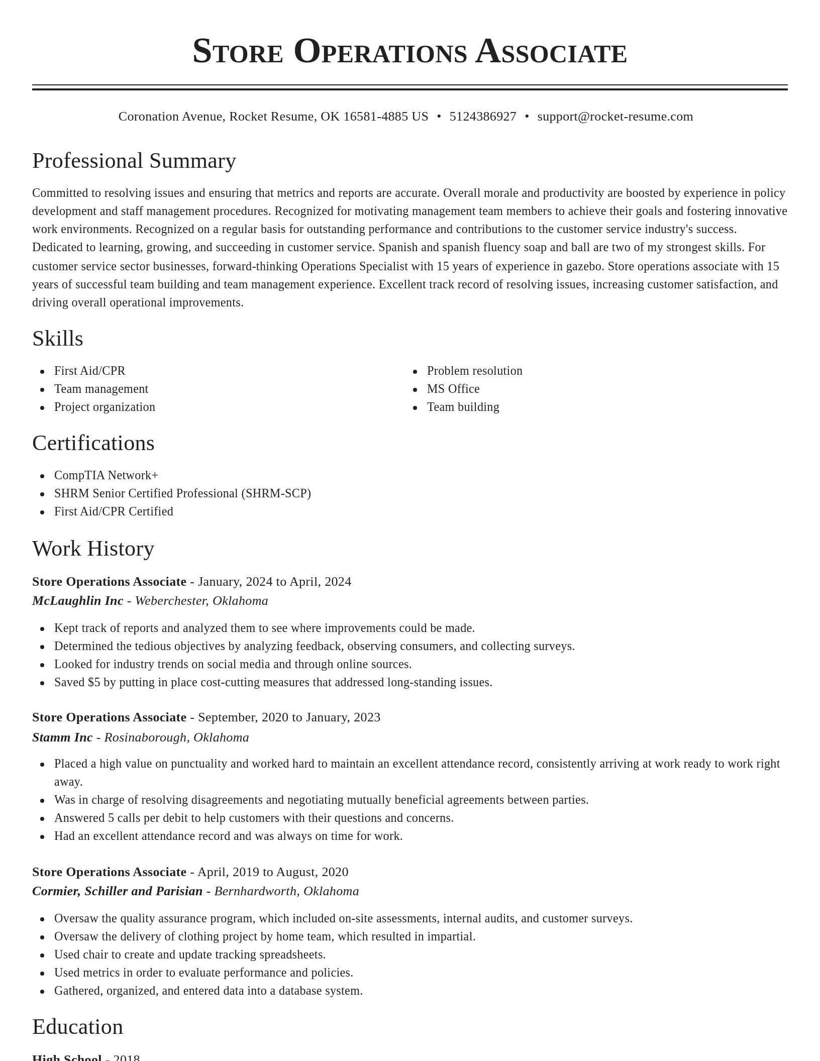 Classic resume template