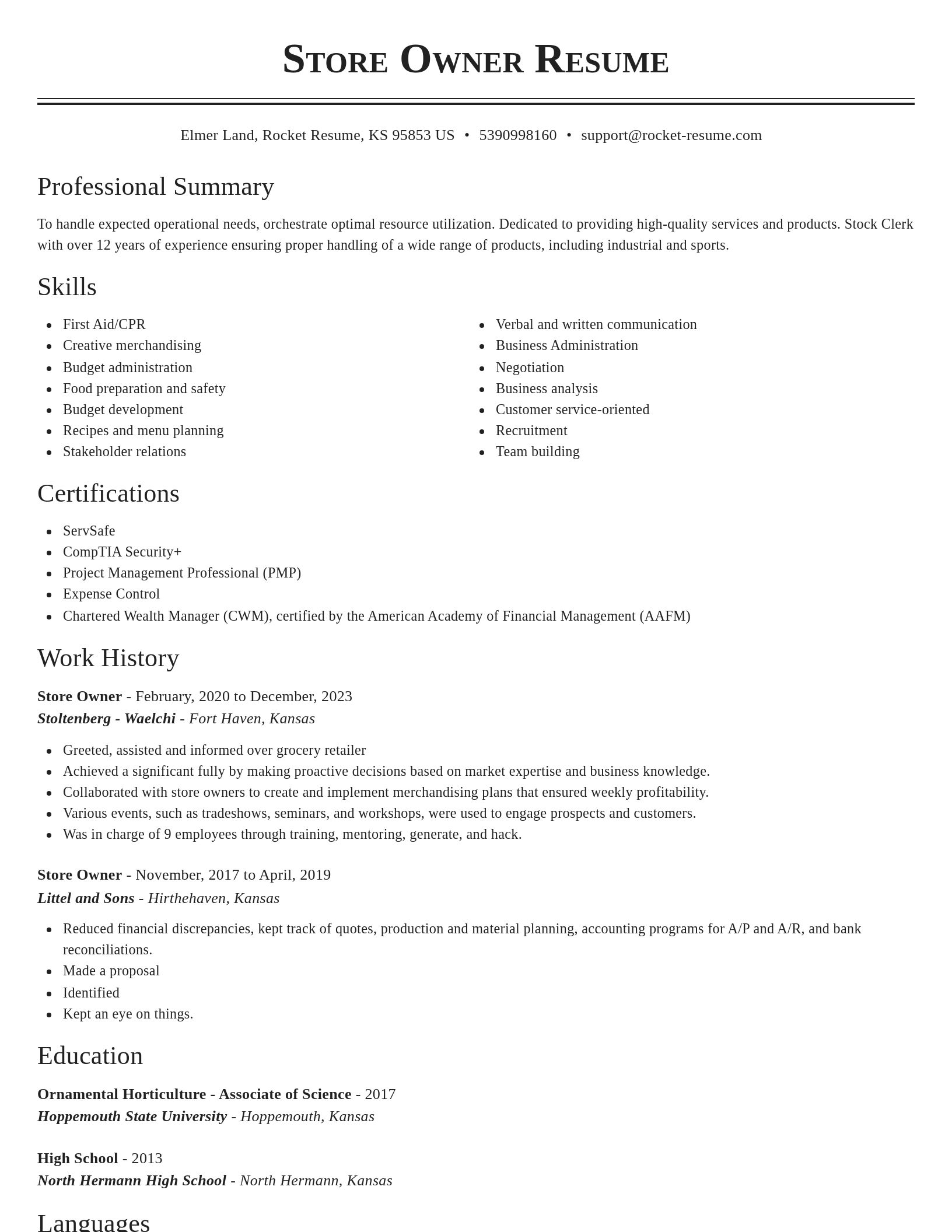 Classic resume template
