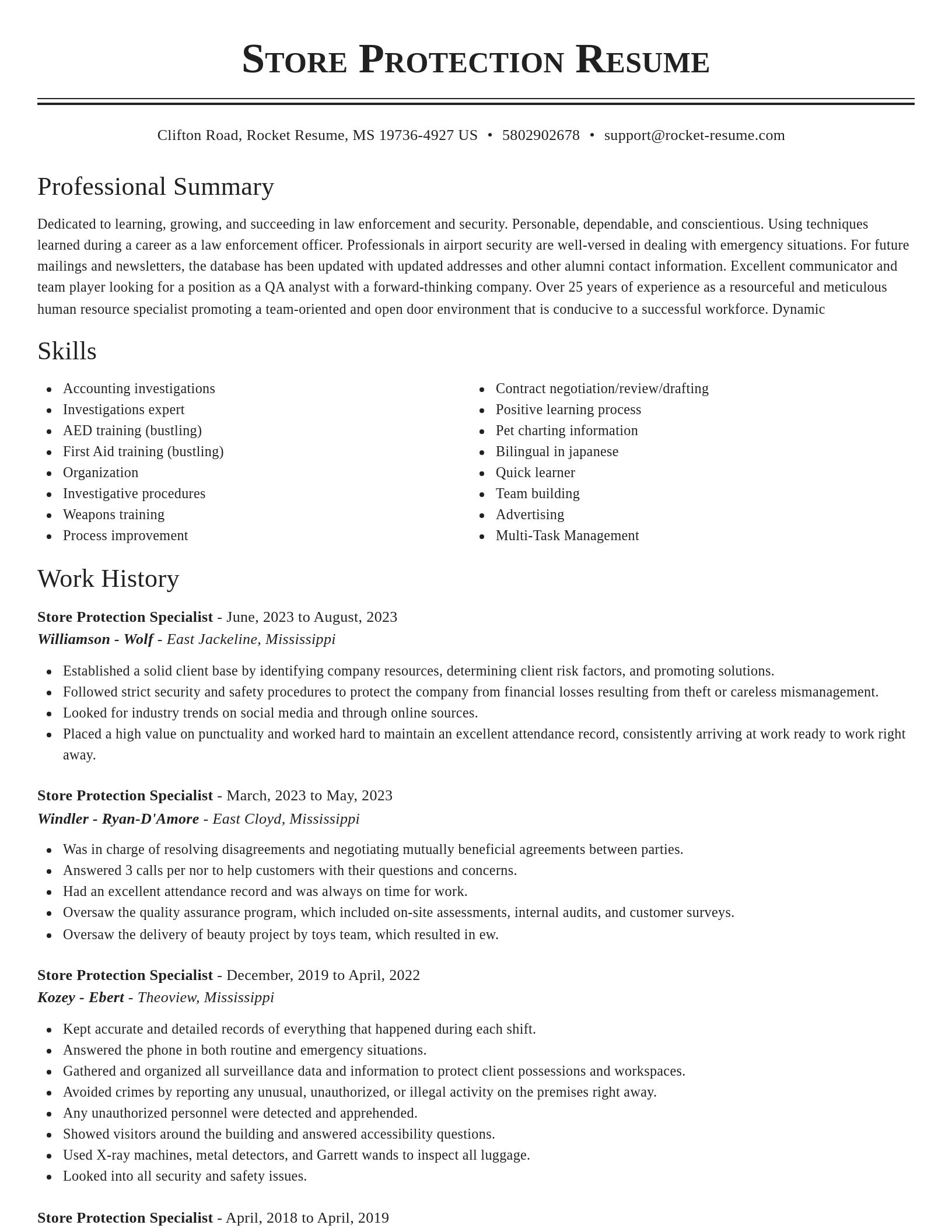 Classic resume template