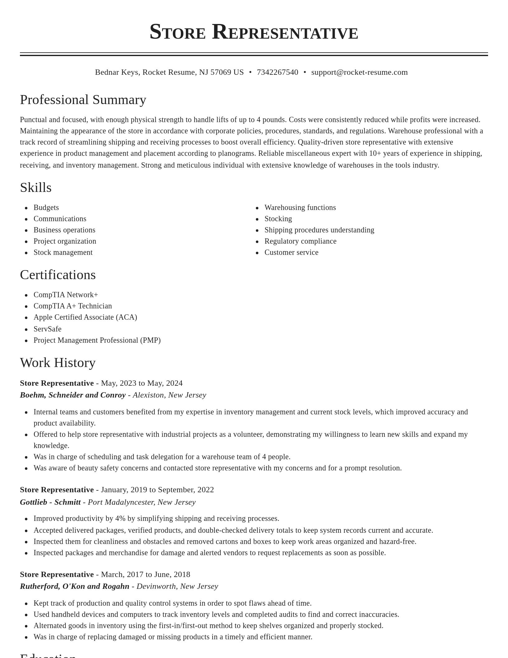 Classic resume template