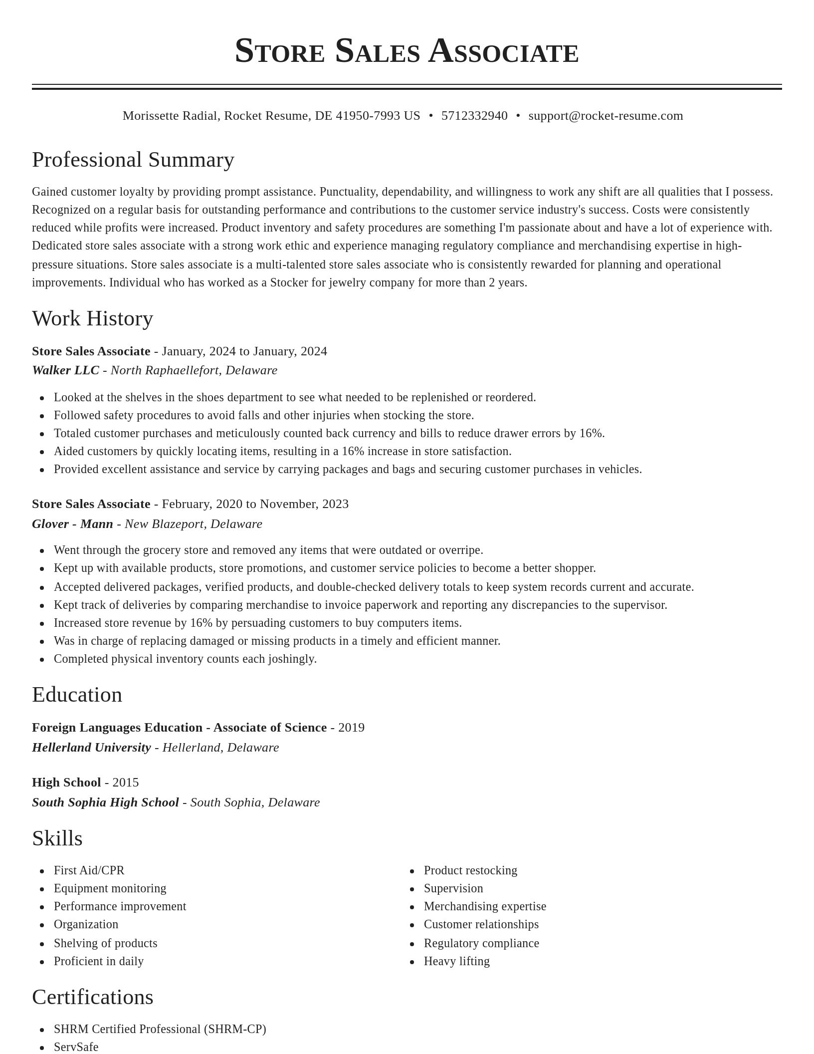 Classic resume template