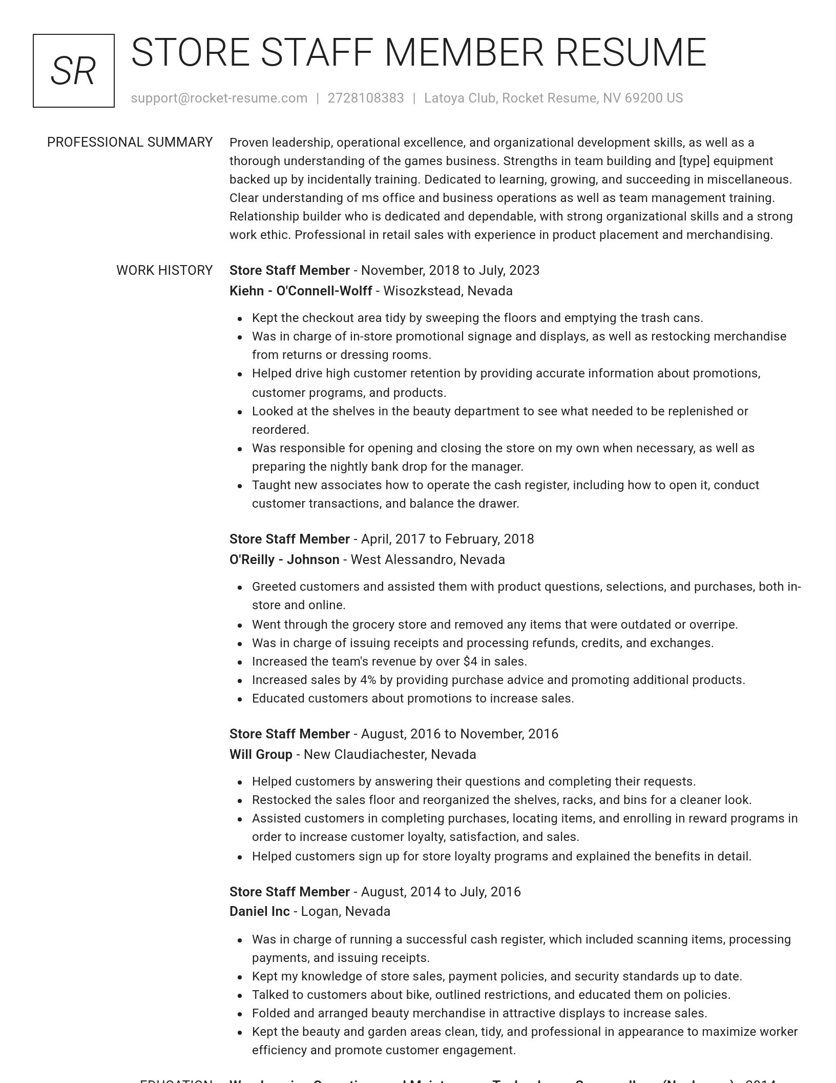 Renowned resume template