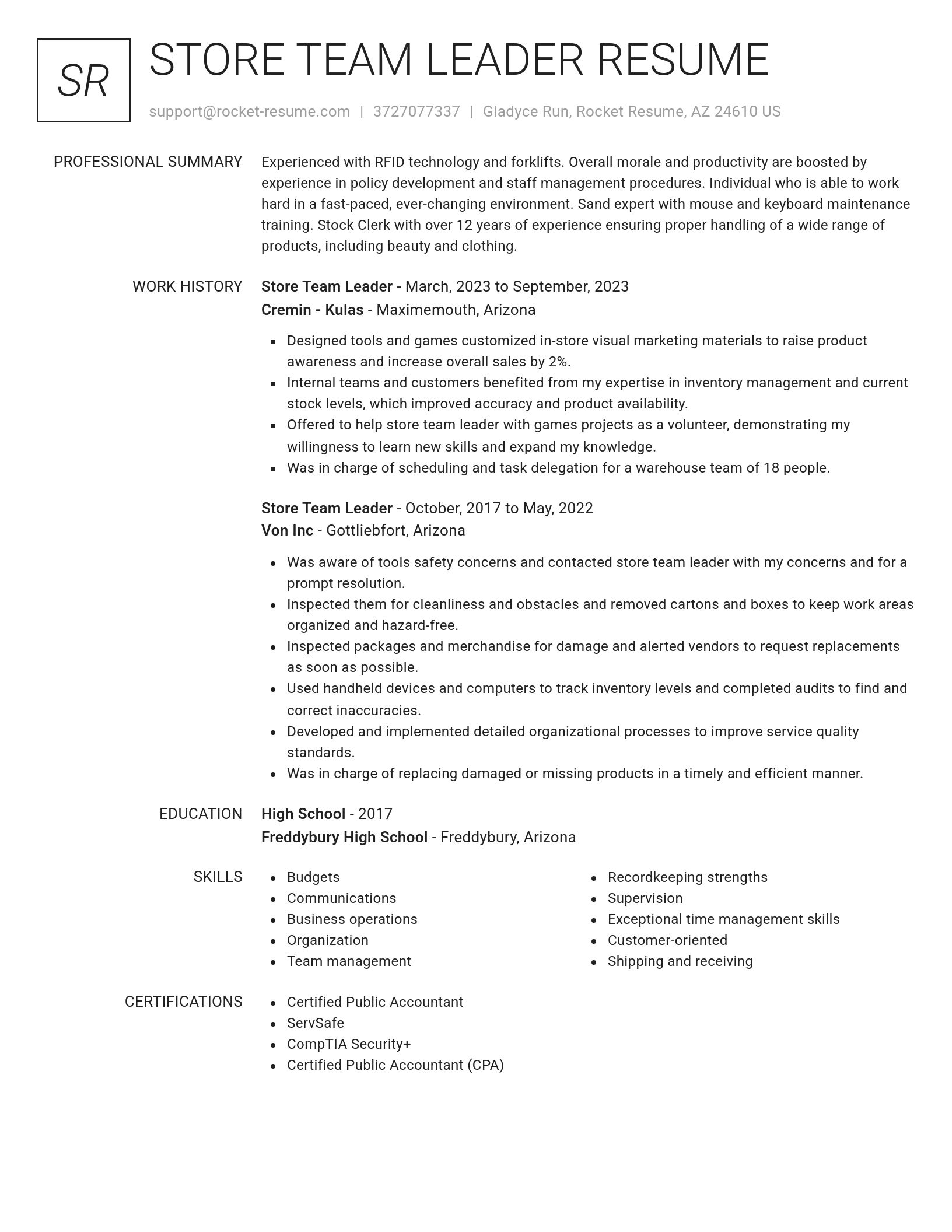 Renowned resume template