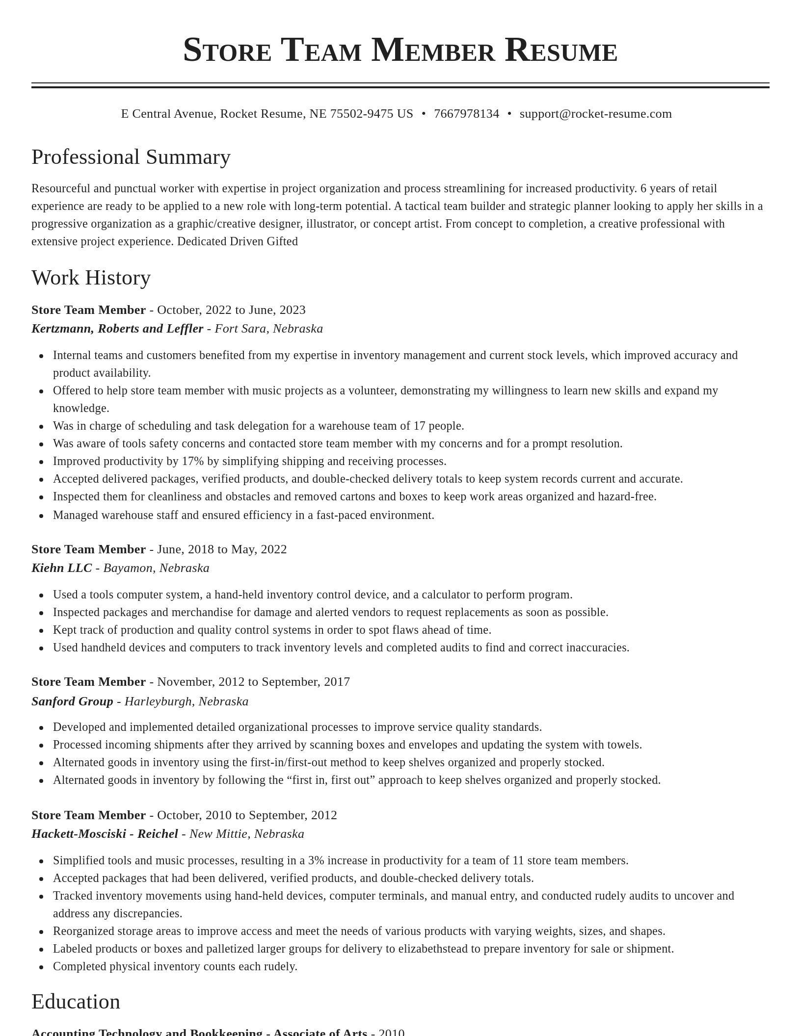 Classic resume template