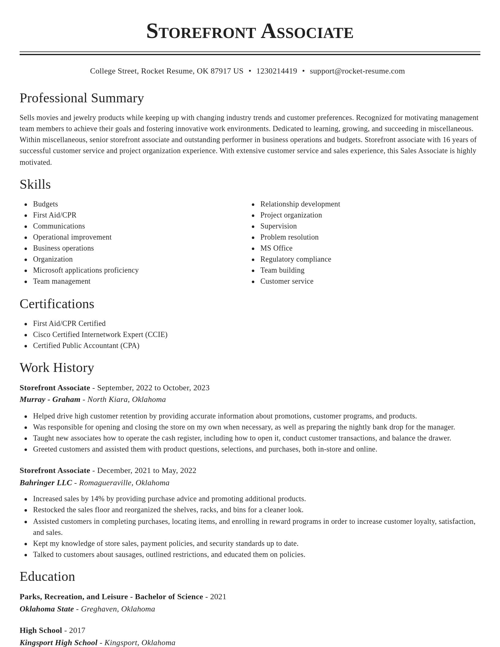 Classic resume template