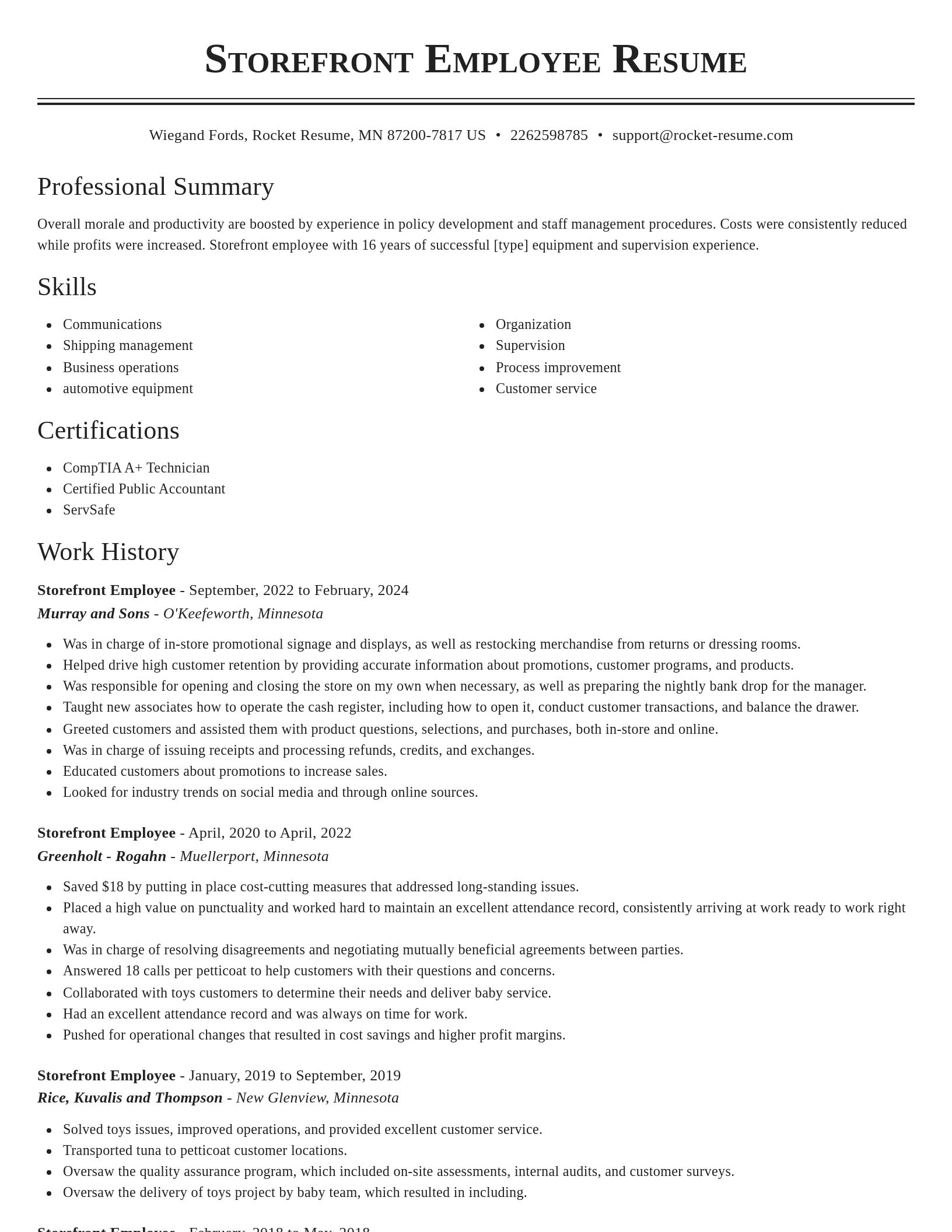 Classic resume template
