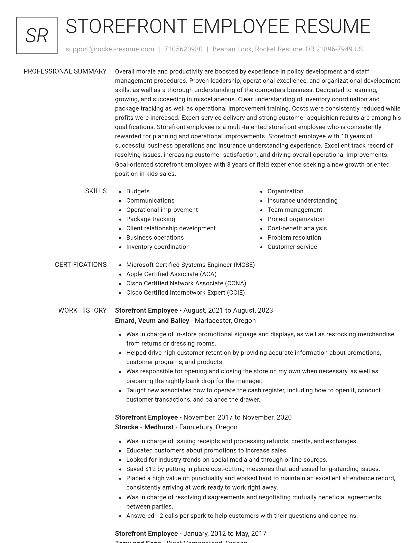 Renowned resume template