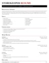 Storekeeper resume template