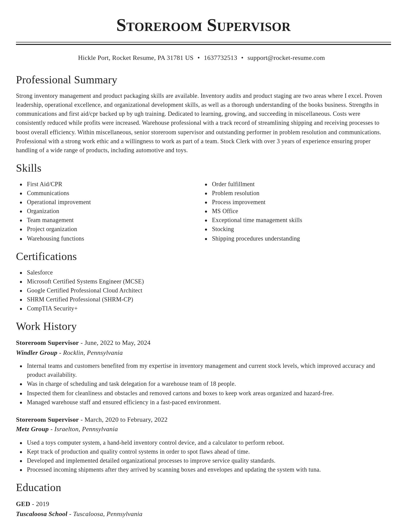 Classic resume template