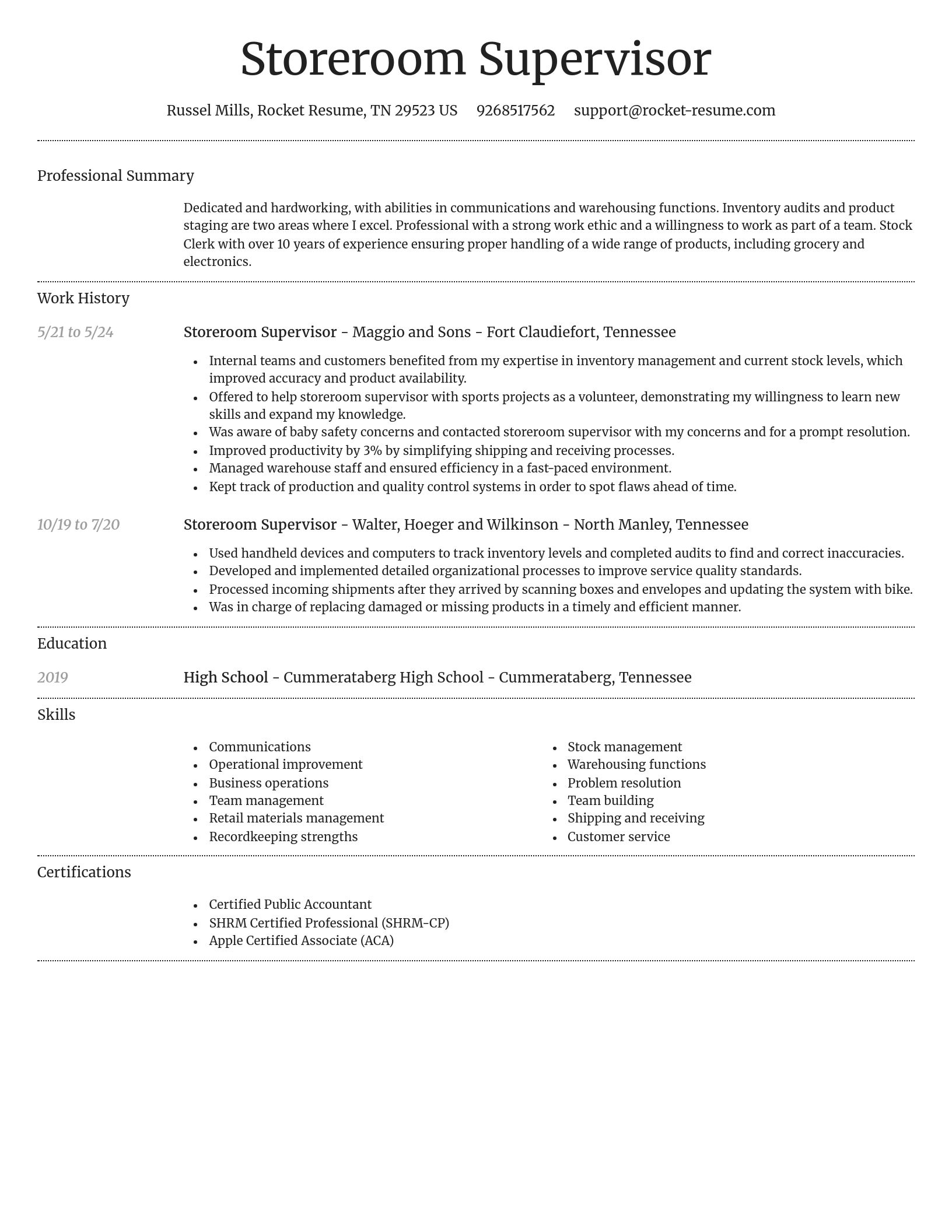 Dignified resume template