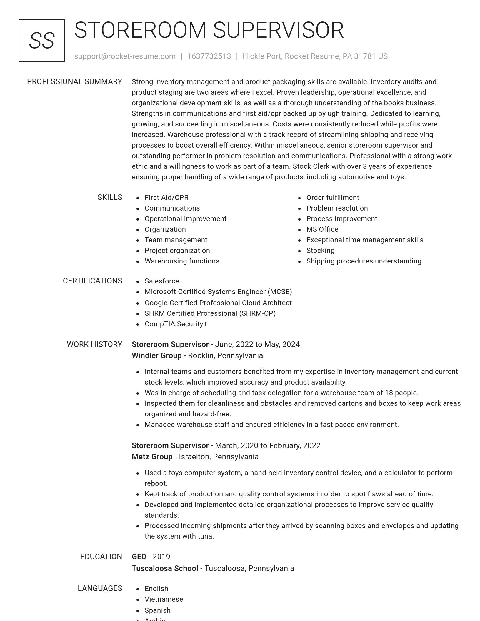 Renowned resume template