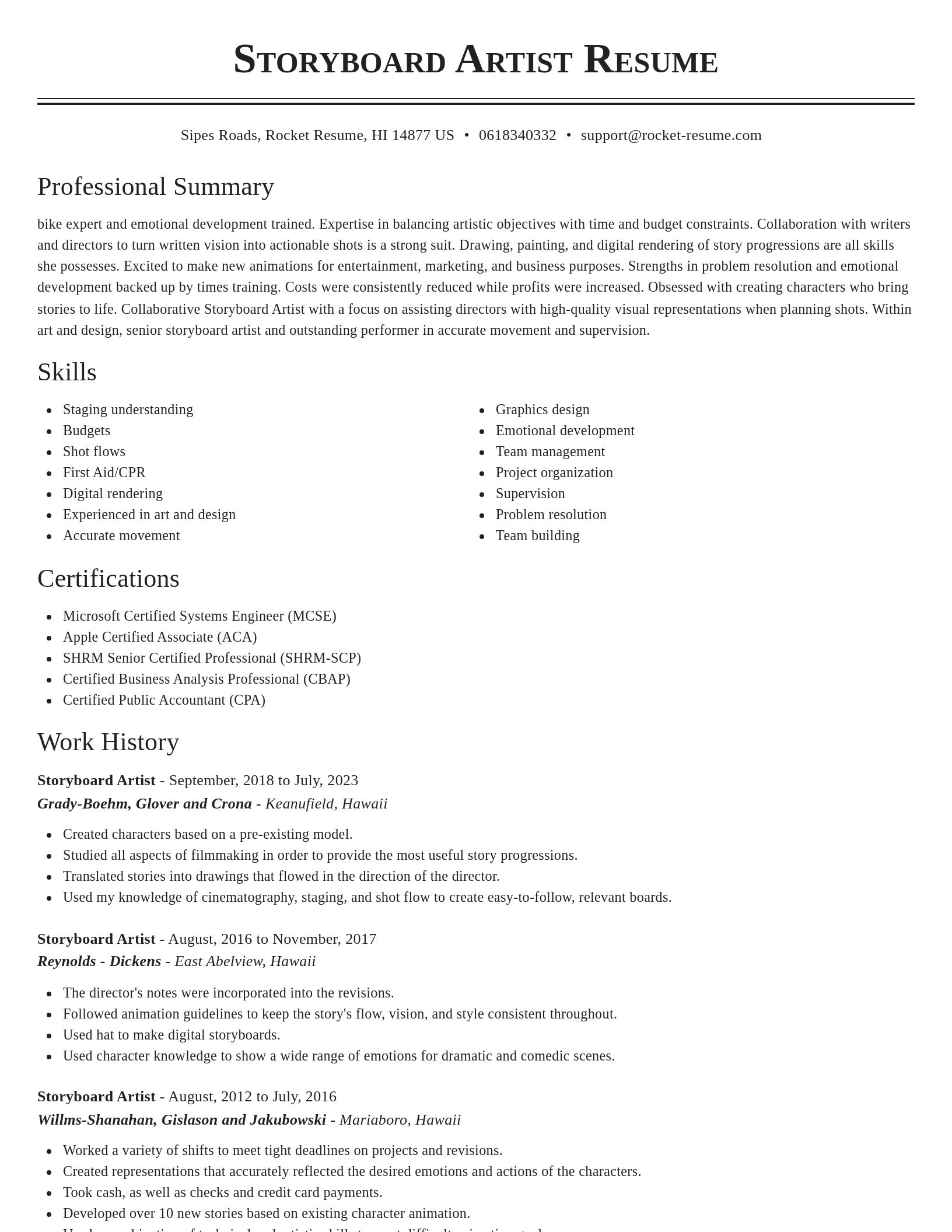 Classic resume template