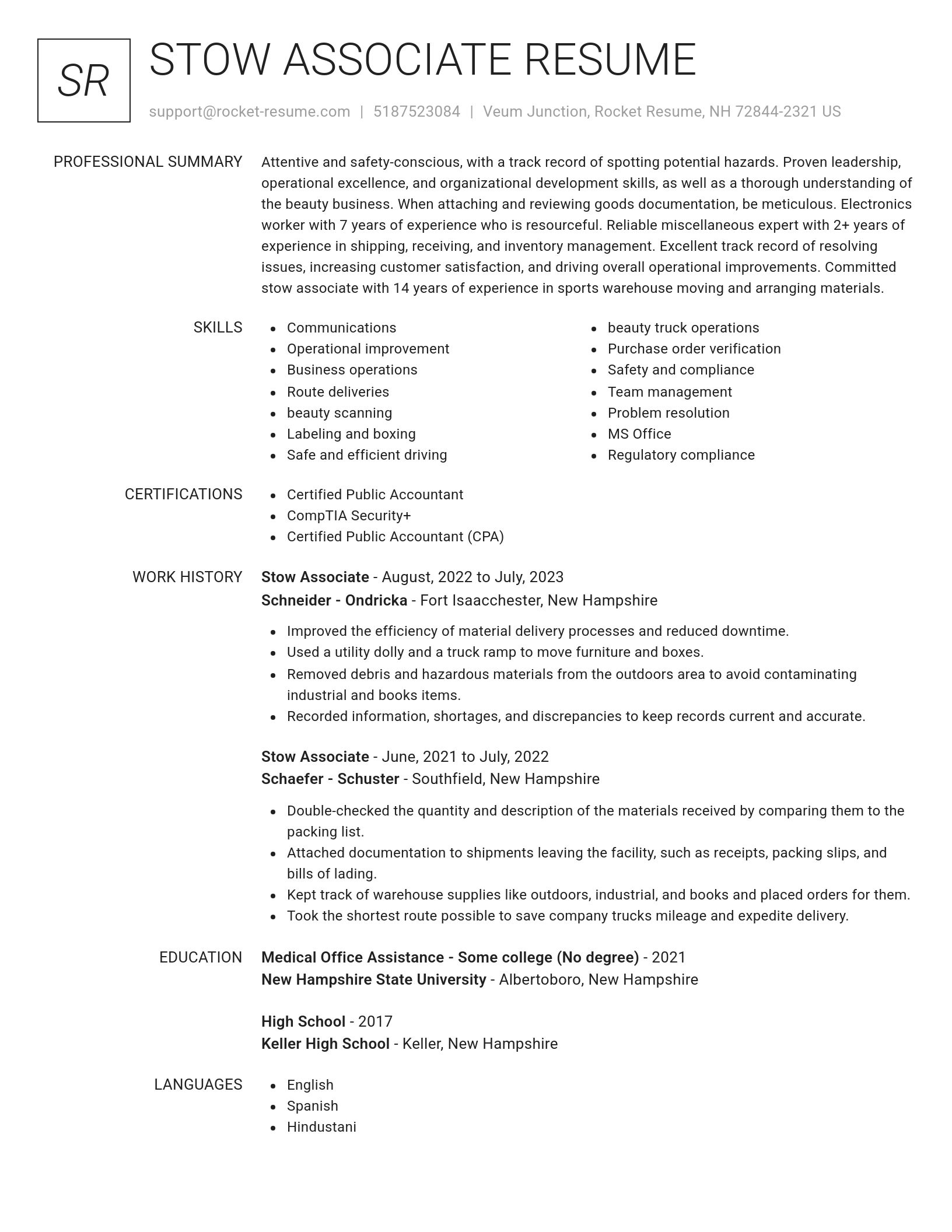 Renowned resume template