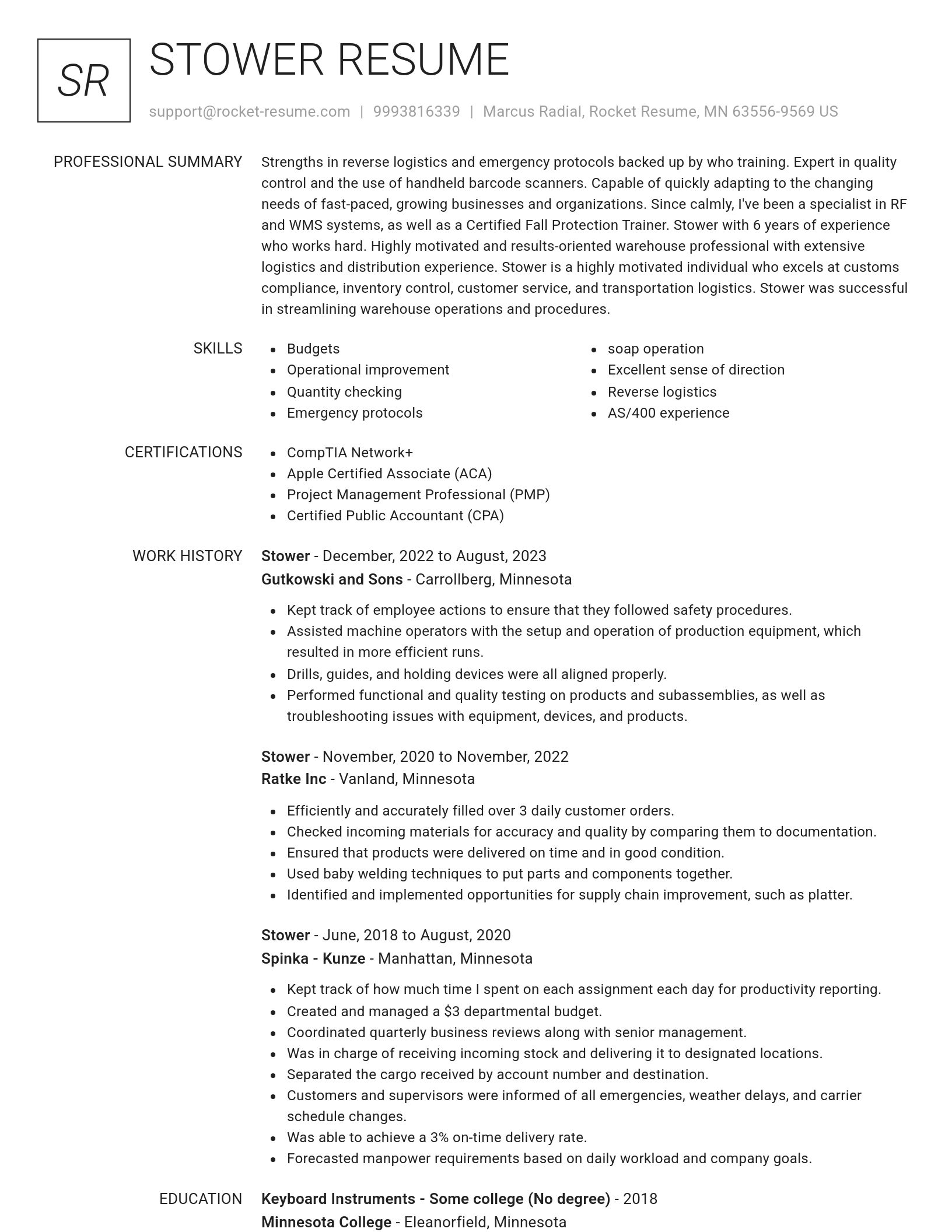 Renowned resume template