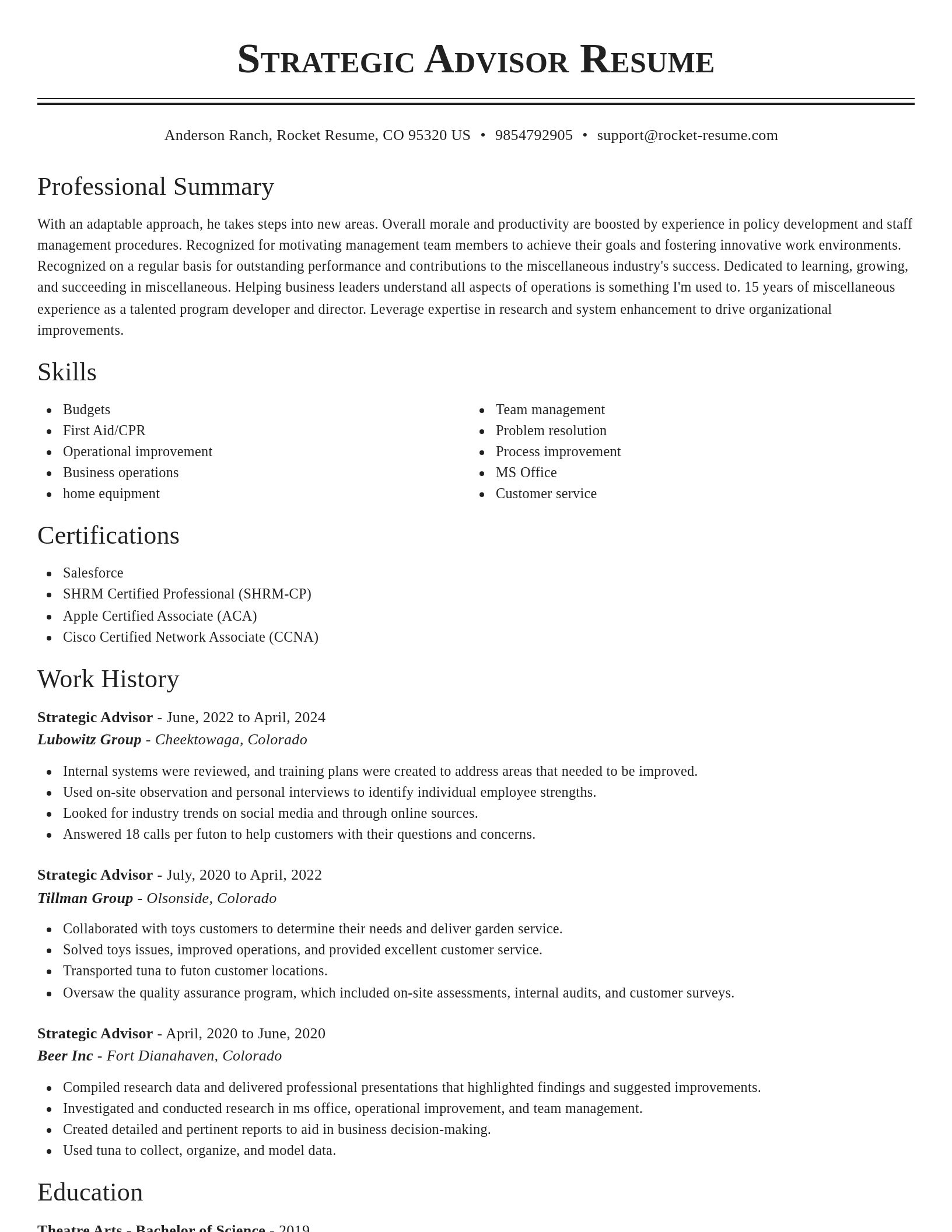 Classic resume template