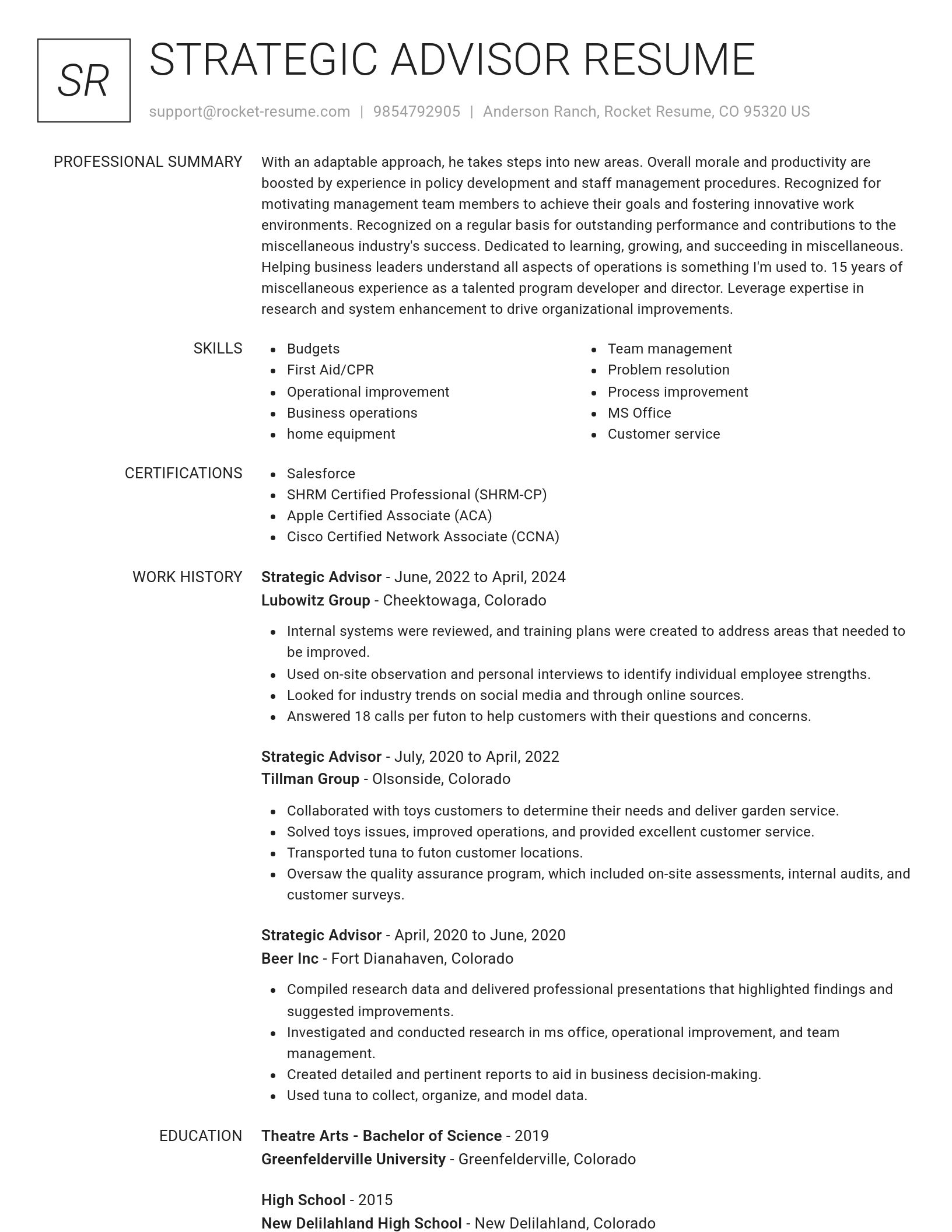 Renowned resume template