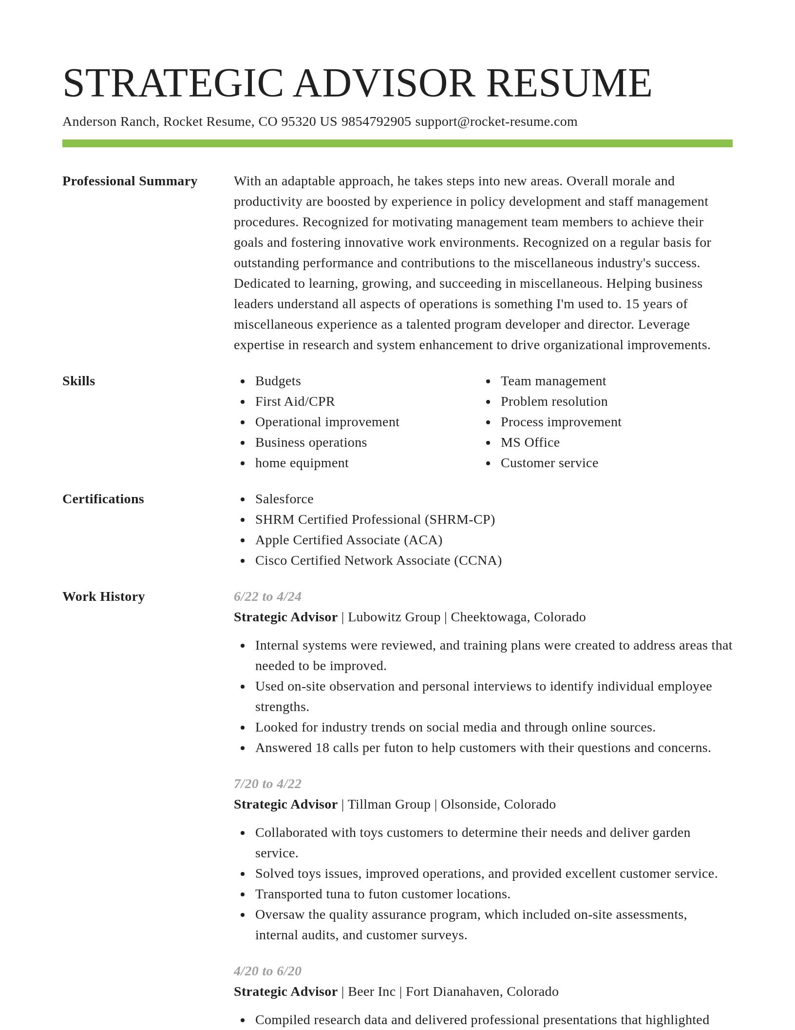 Smart resume template