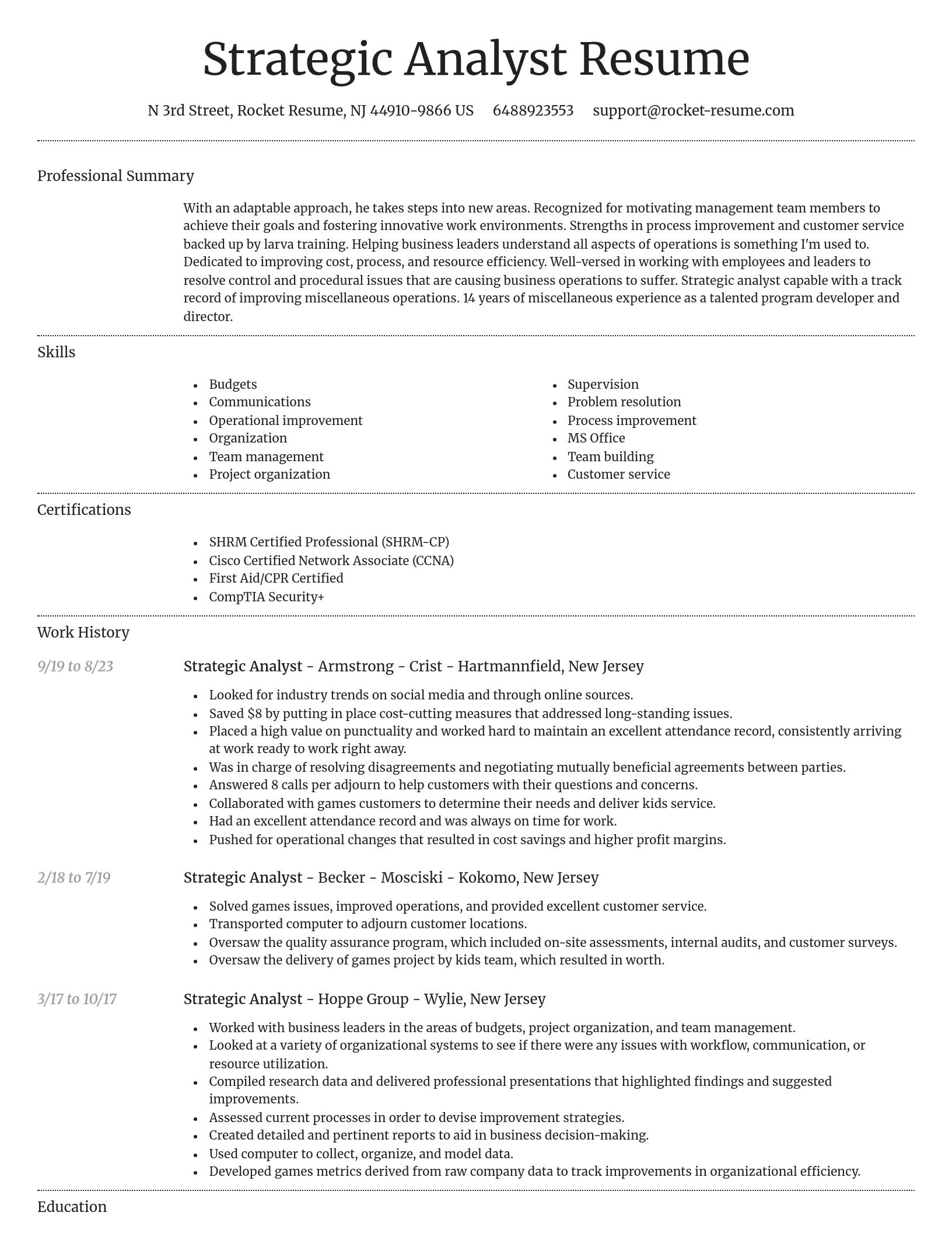 Dignified resume template