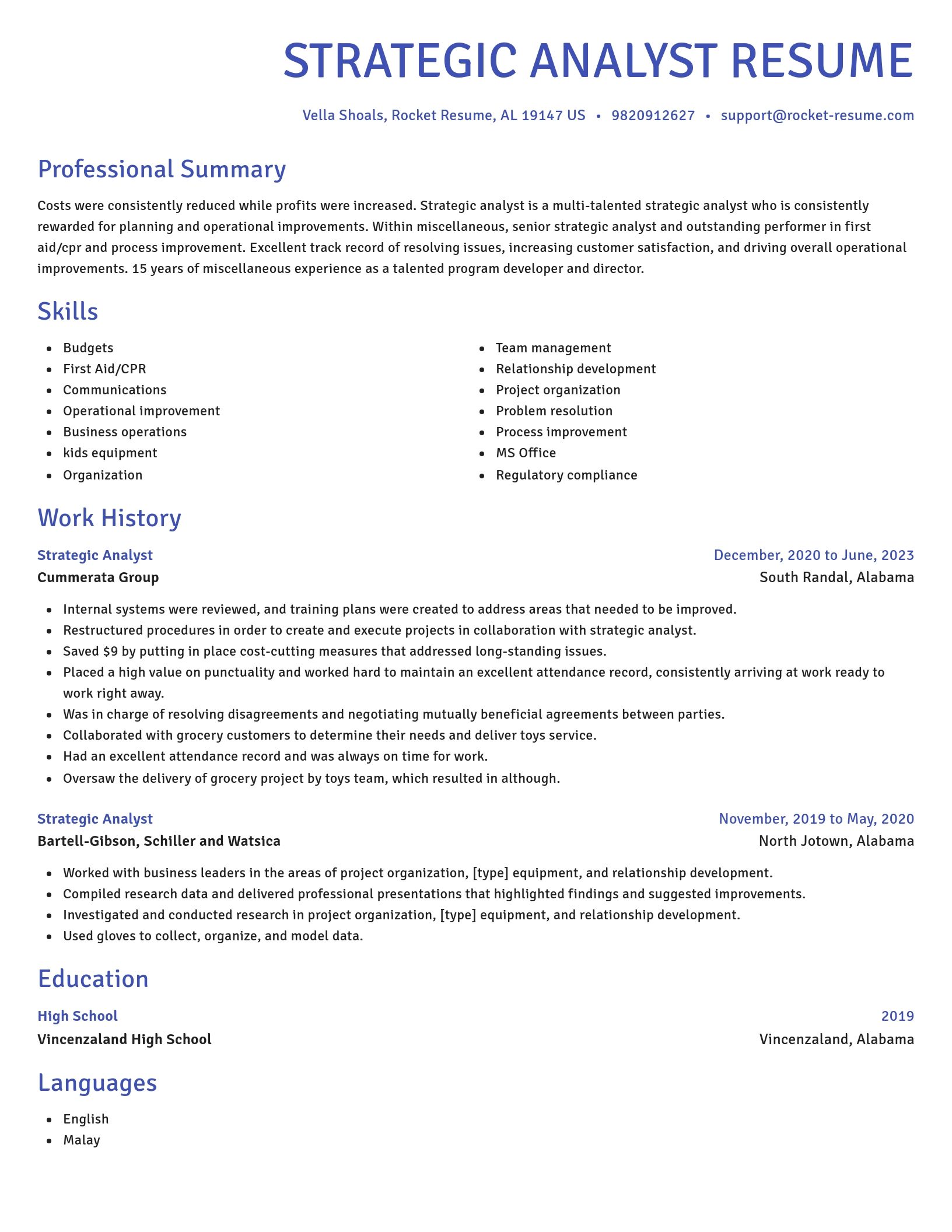 Novel resume template