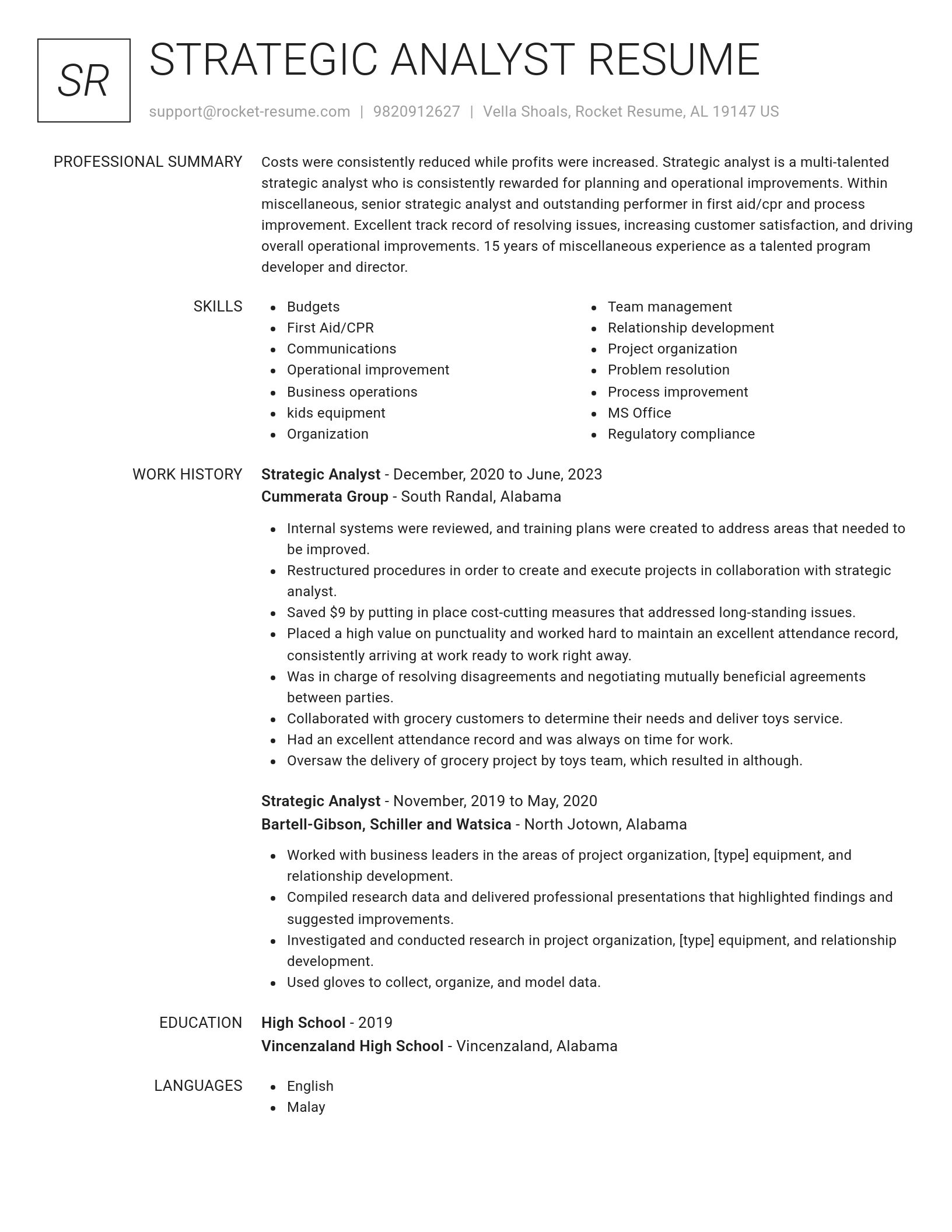 Renowned resume template