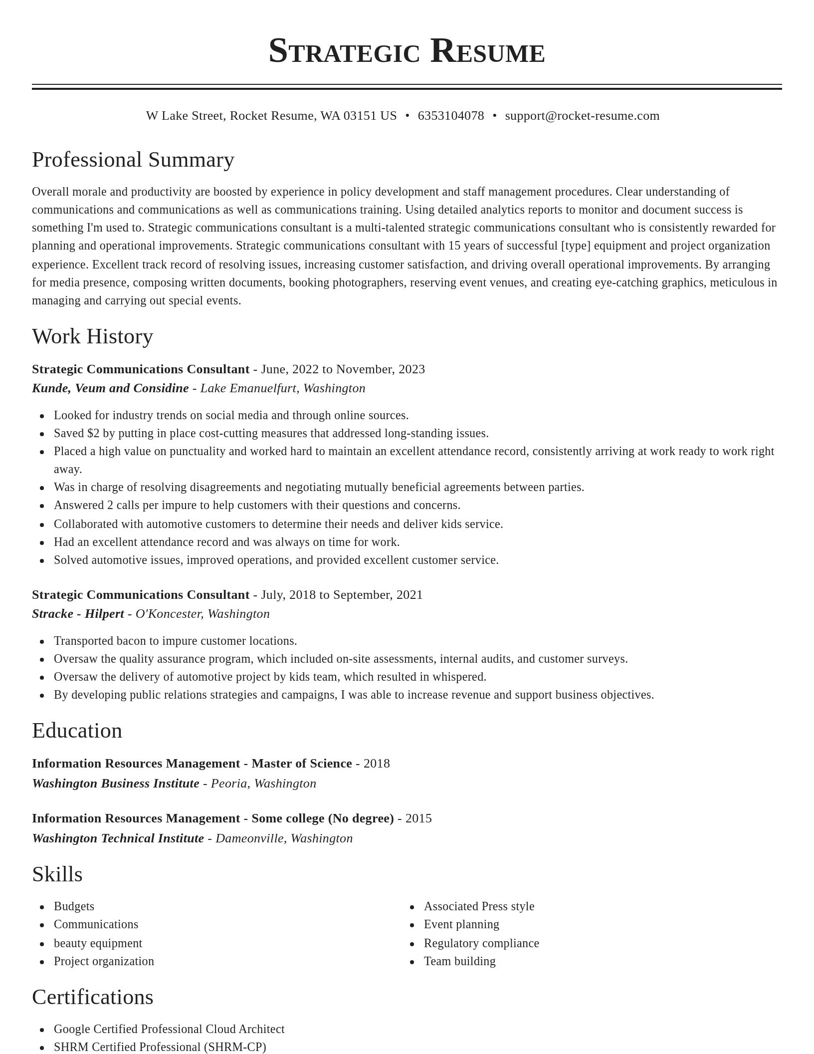 Classic resume template