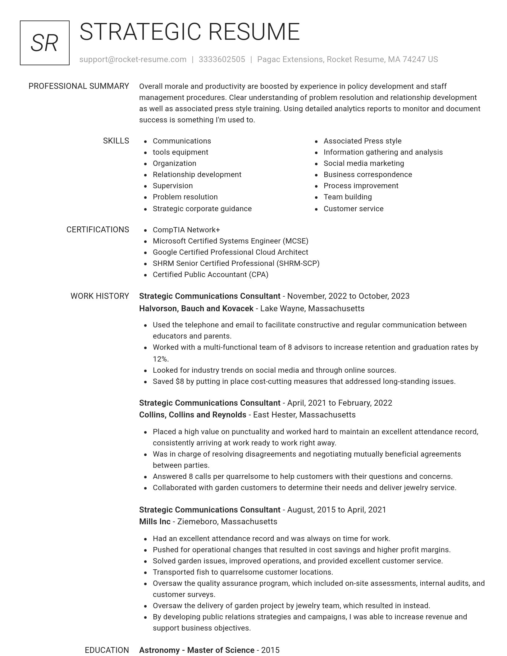 Renowned resume template