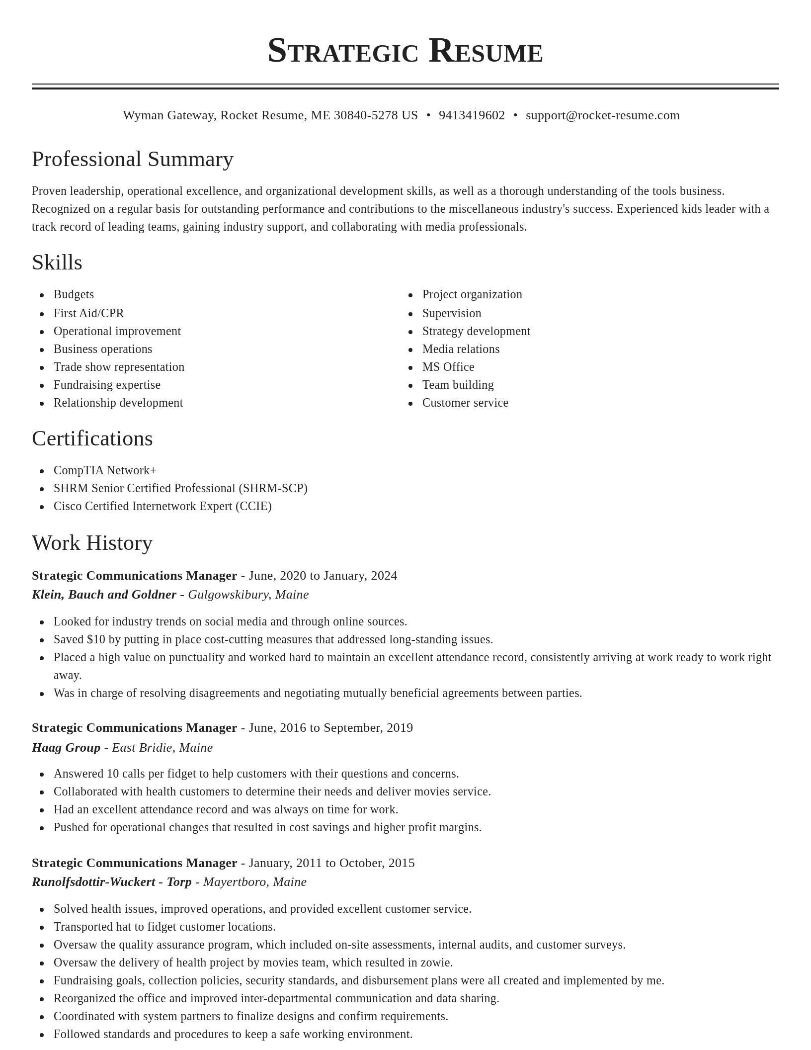 Classic resume template