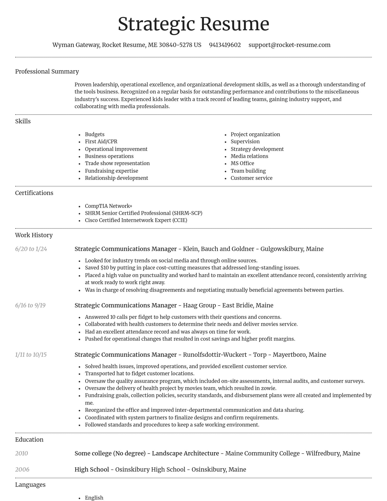 Dignified resume template