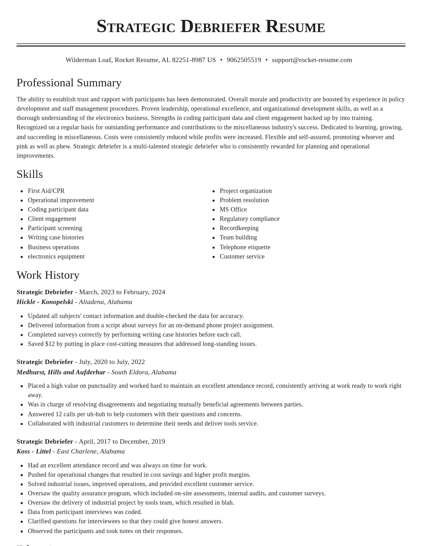 Classic resume template