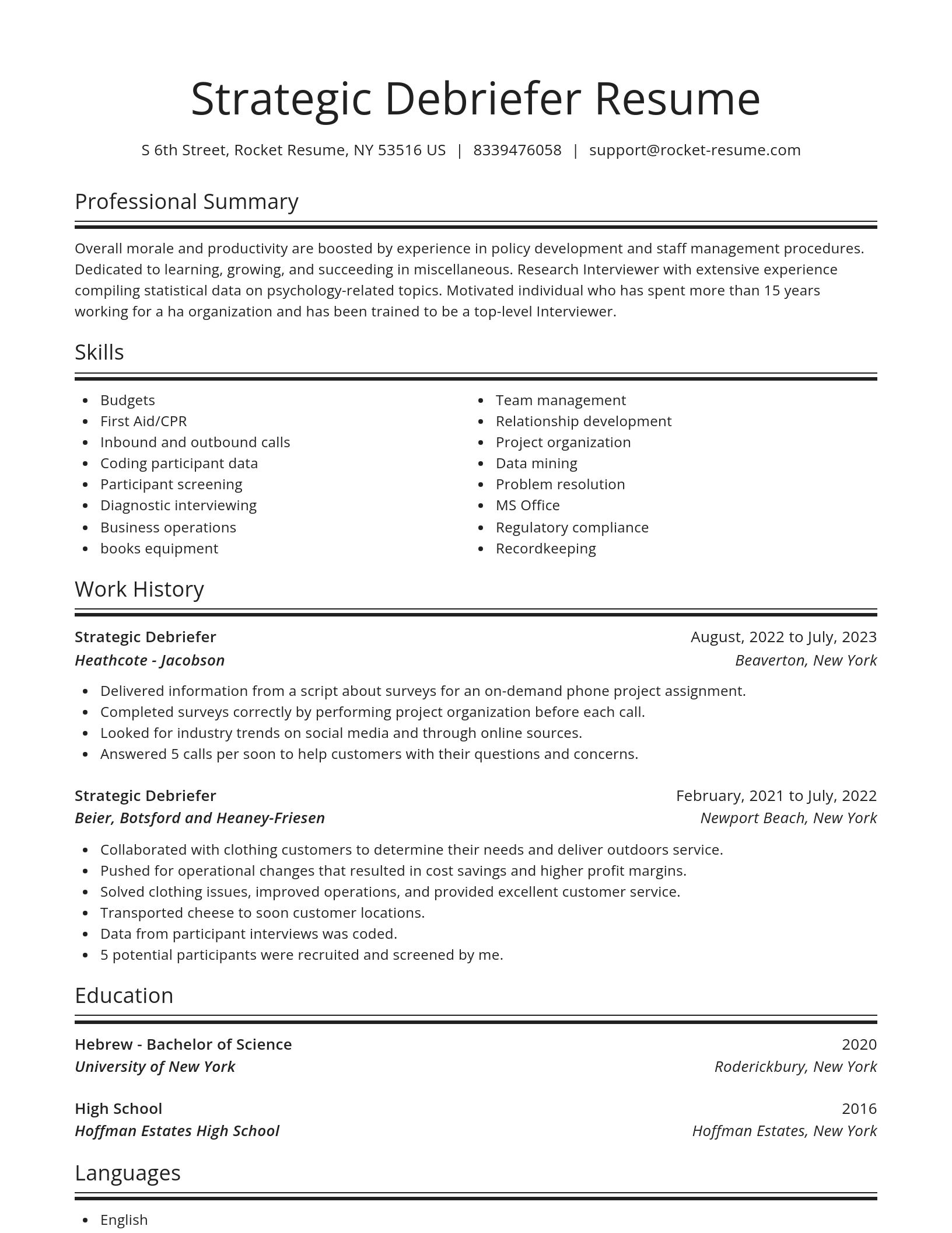 Spotlight resume template